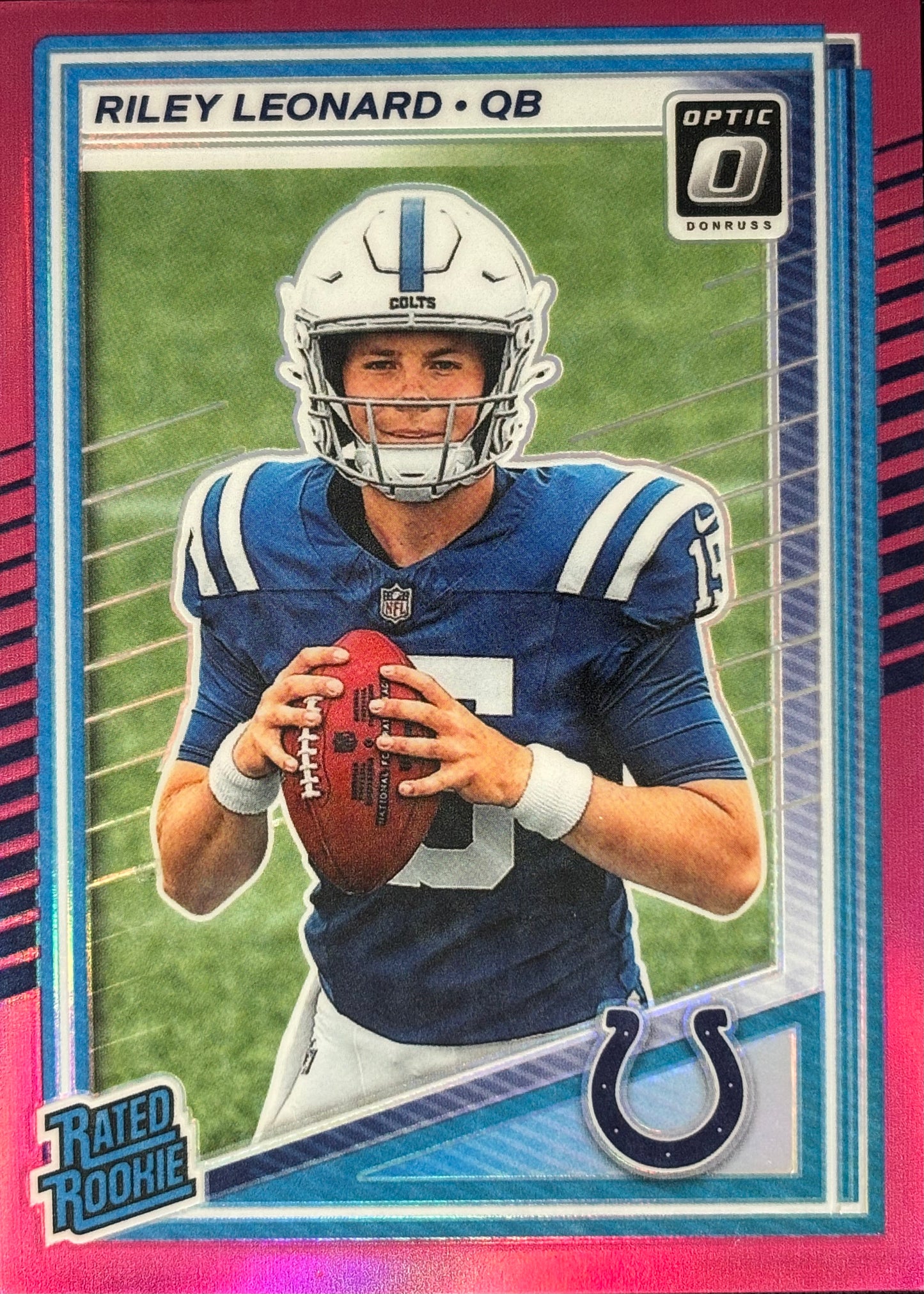 Riley Leonard Optic Pink Rookie Colts Sports Card