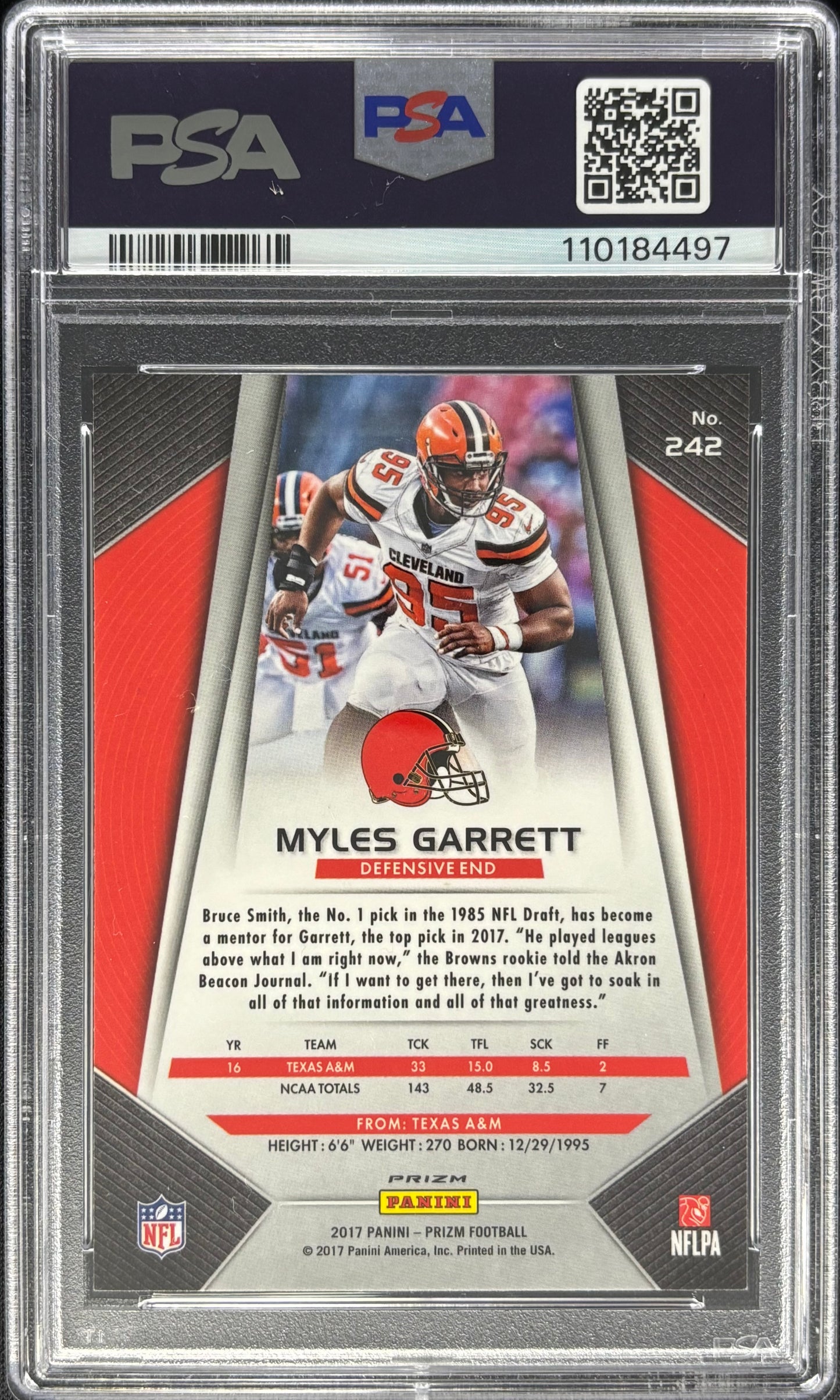 Myles Garrett 2017 Prizm Silver PSA 10 Rookie Browns