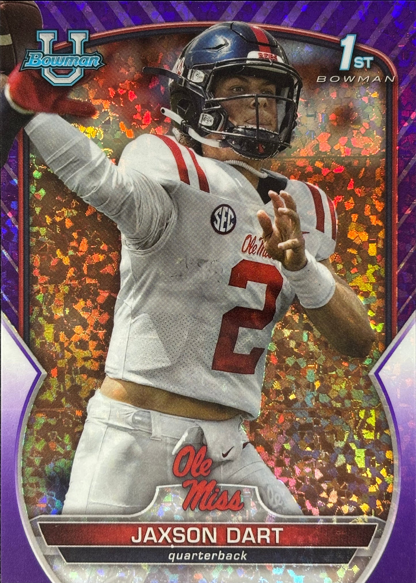 Jaxson Dart Bowman U Chrome Purple Diamonds /399 Giants