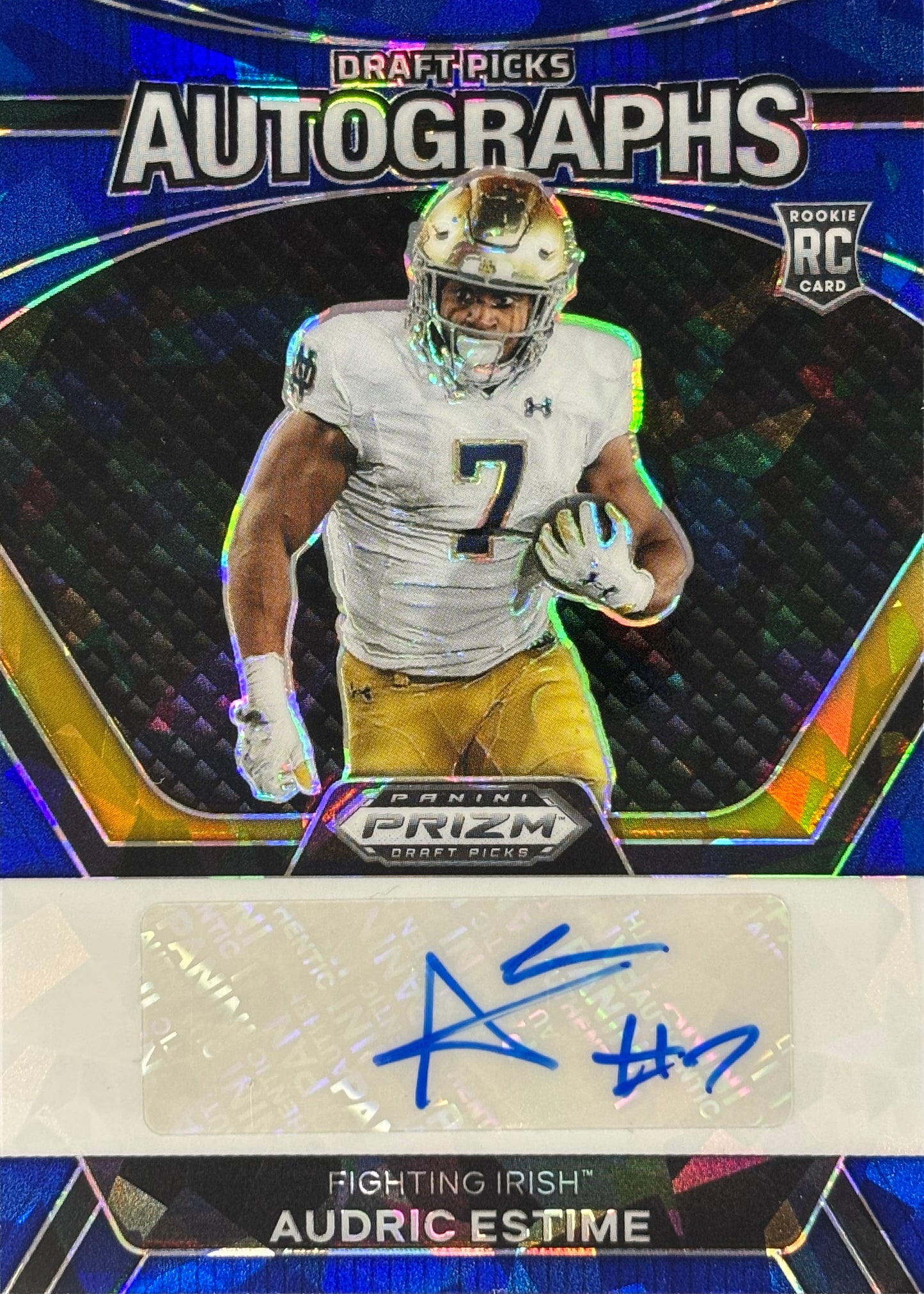 Audric Estime Prizm Draft Auto /75 Rookie Broncos