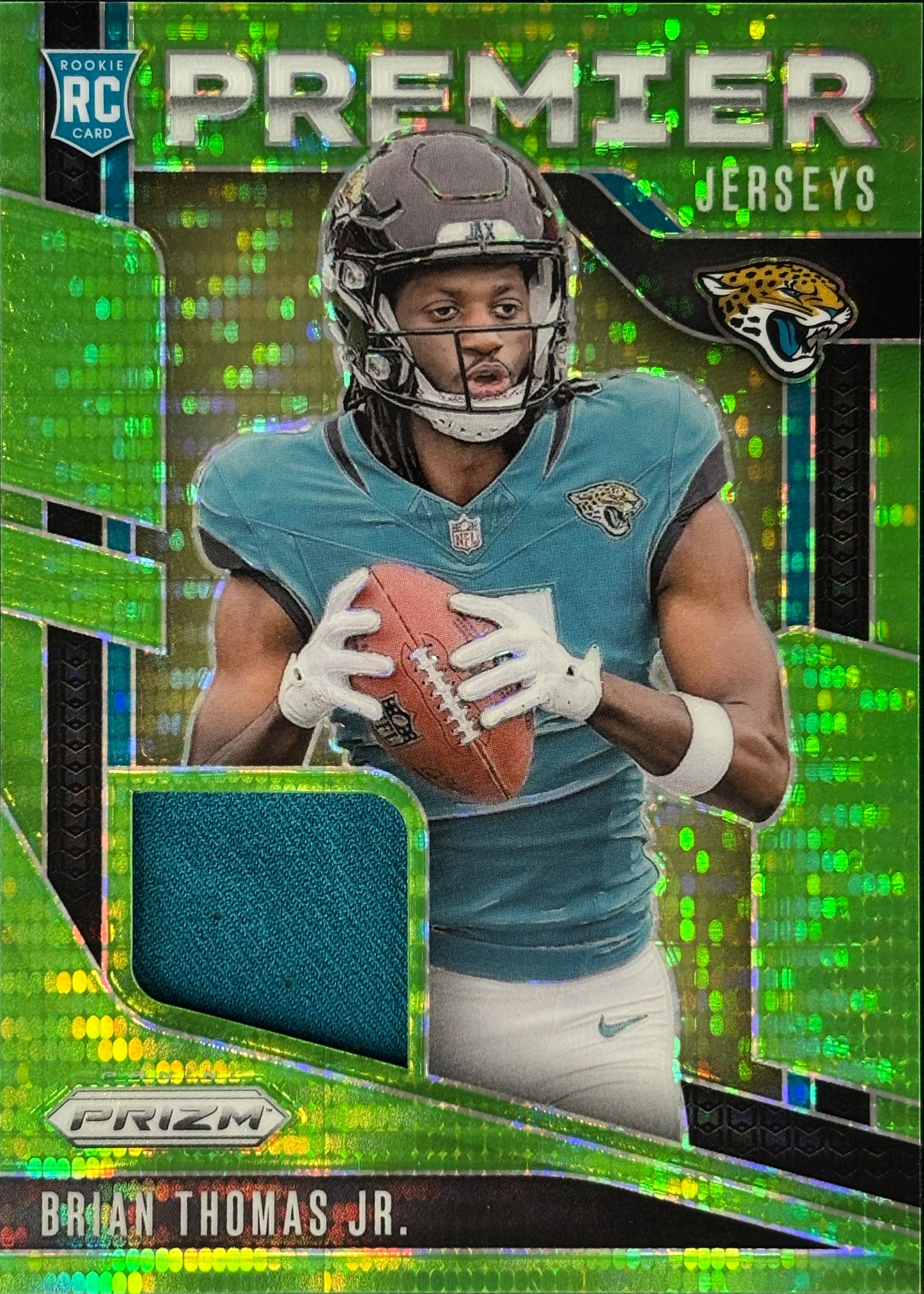 Brian Thomas Jr. Premier Jerseys Green Pulsar Rookie Jaguars Sports Card