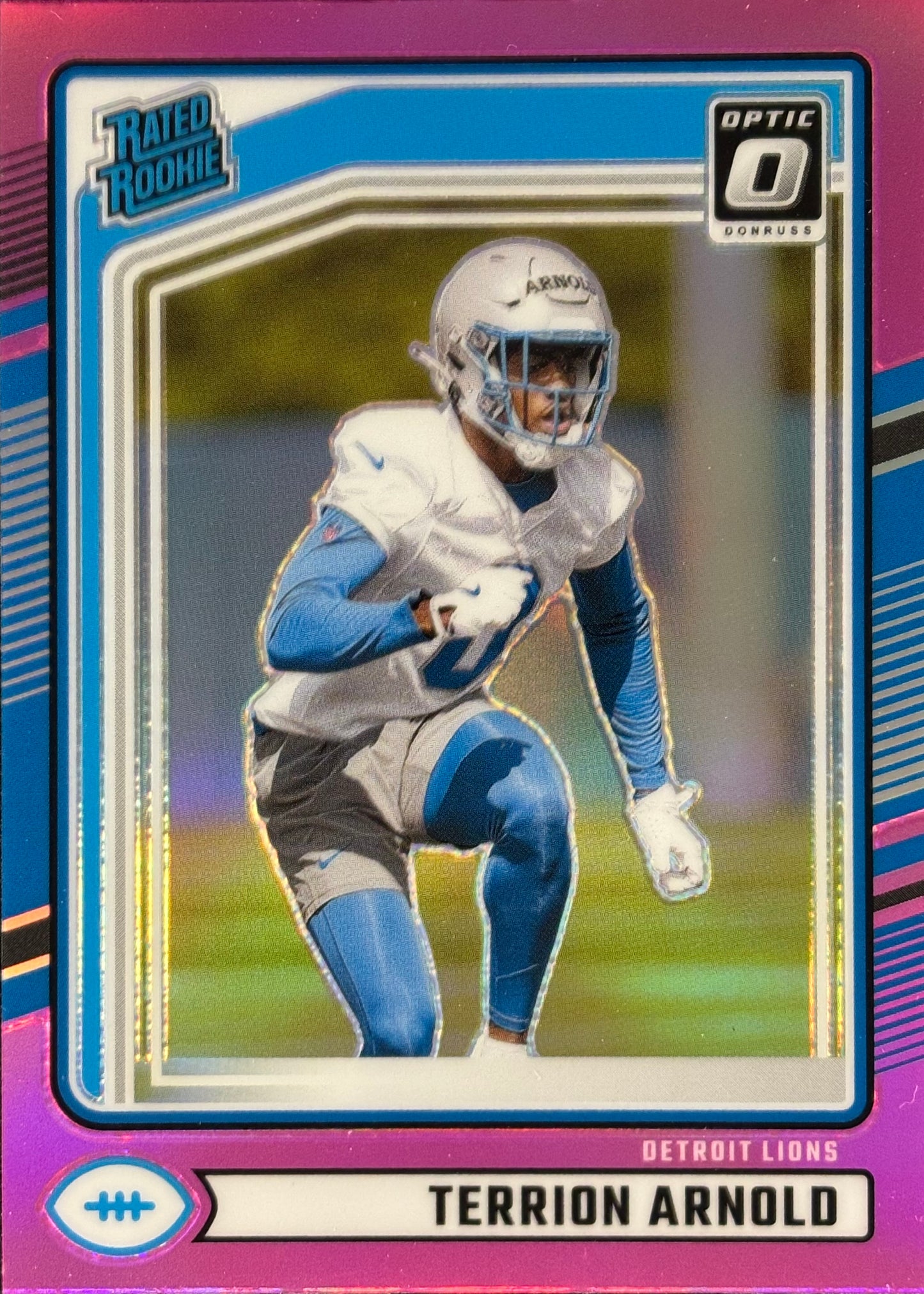 Terrion Arnold Optic Pink Rookie Lions Sports Card