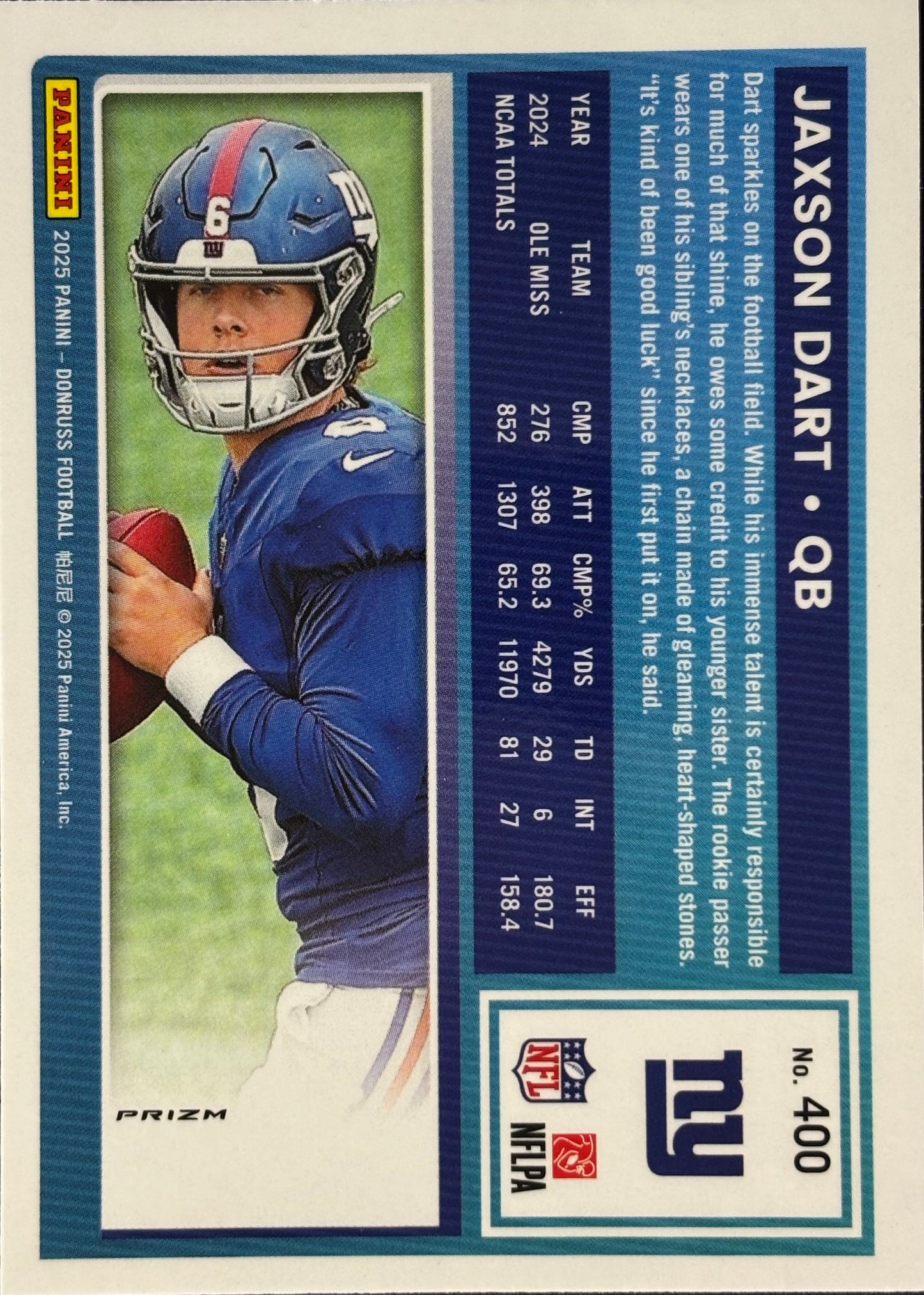 Jaxson Dart Optic-Preview Red Green Rookie Giants