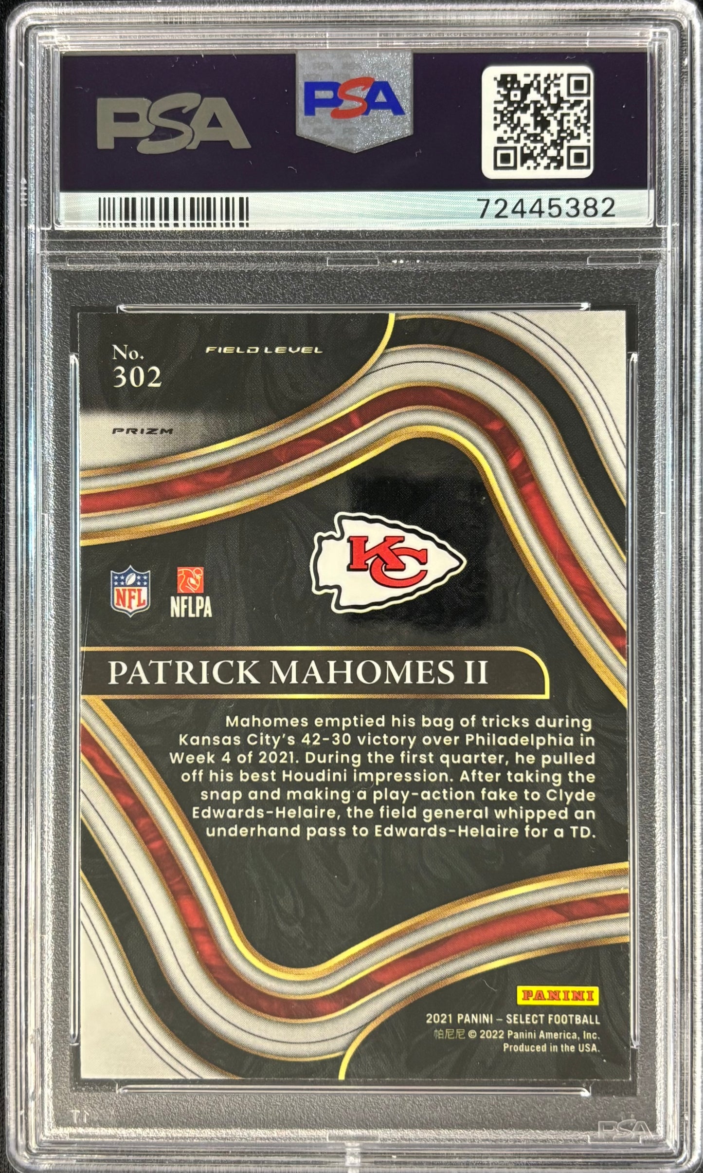 Patrick Mahomes 2021 Select Silver PSA 10 Field Level Chiefs