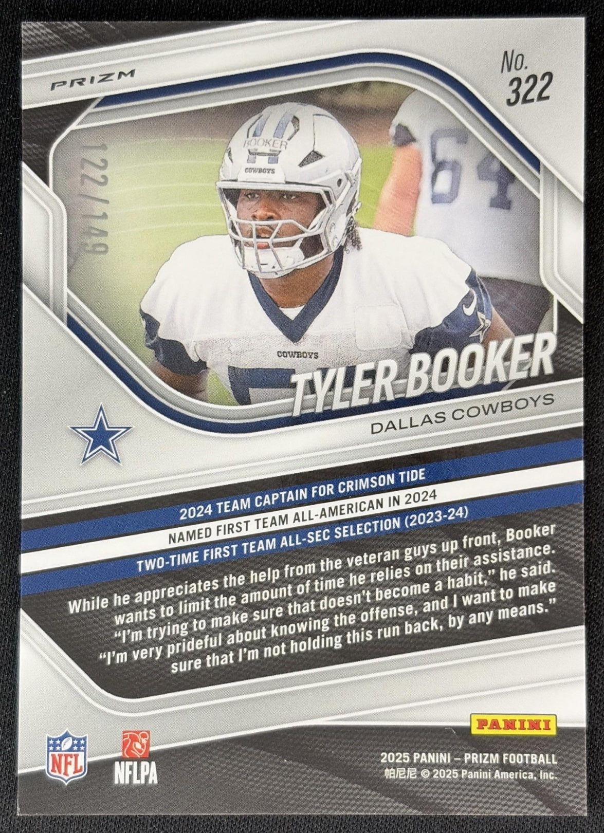 Tyler Booker 2025 Panini Prizm Red Wave /149 Cowboys Sports Trading Cards