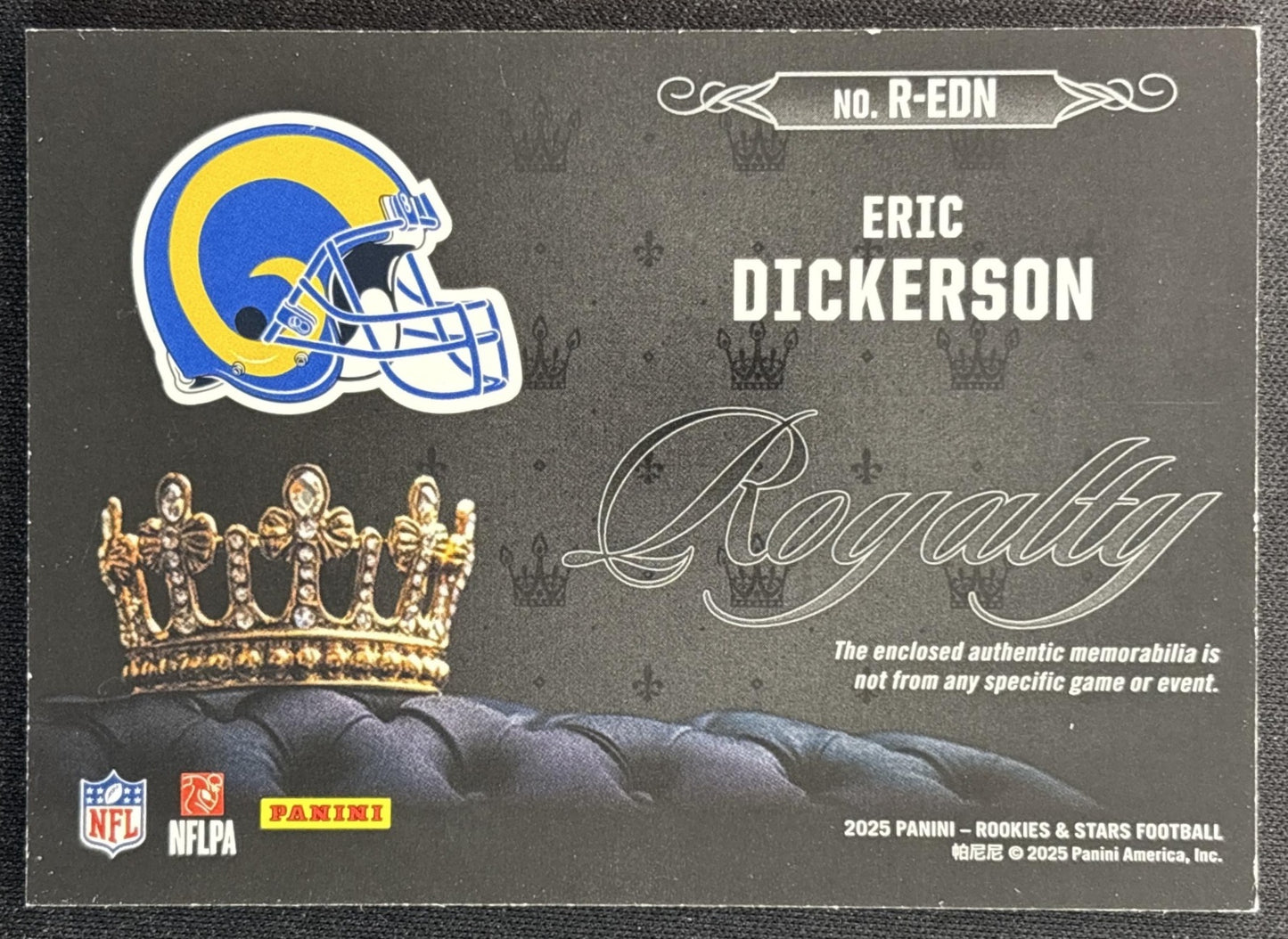 Eric Dickerson 2025 Panini Rookies & Stars Royalty Rams 1 back