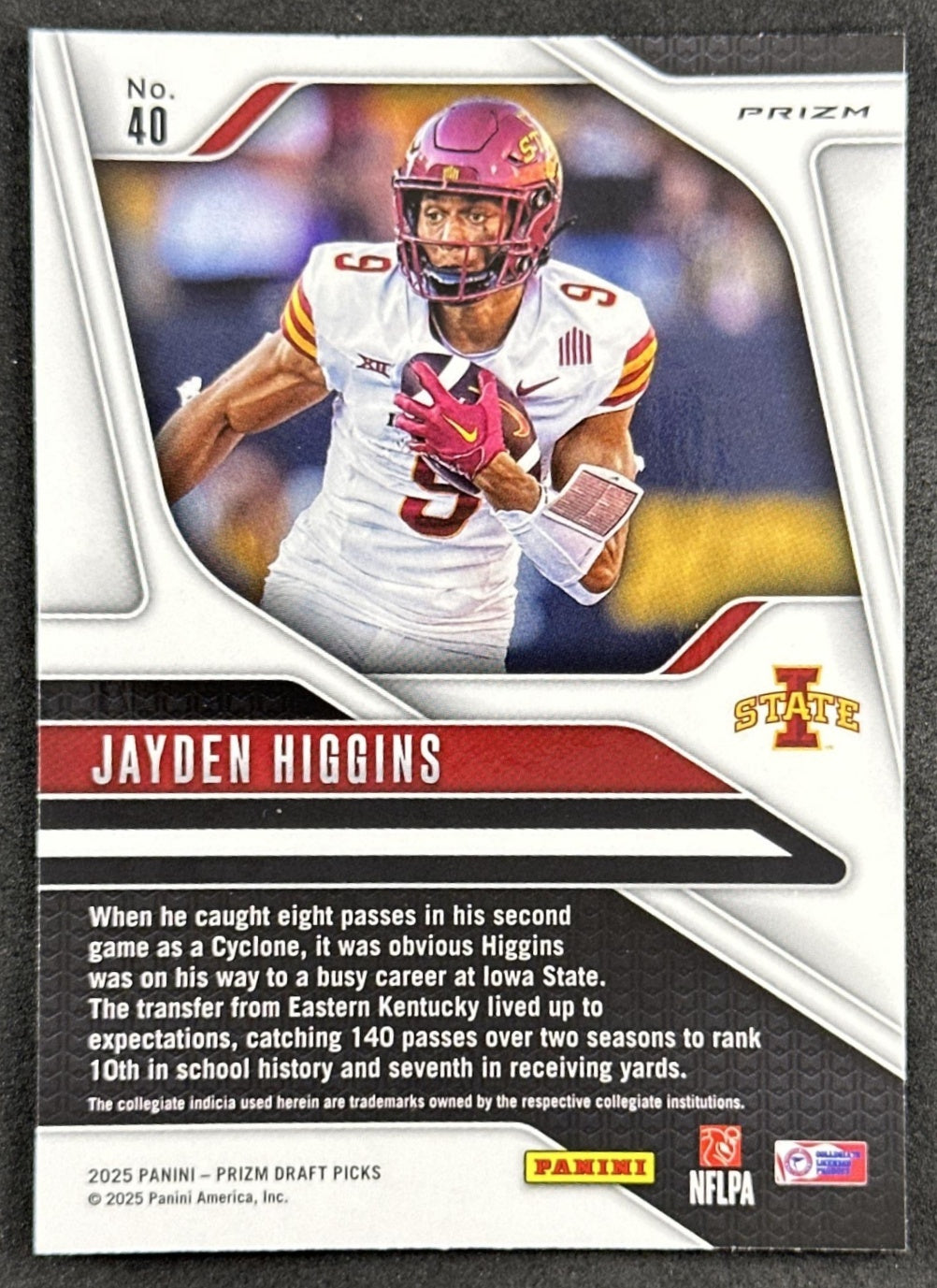 Jayden Higgins 2025 Panini Prizm Draft Picks Purple Wave Cyclones Texans Sports Trading Cards