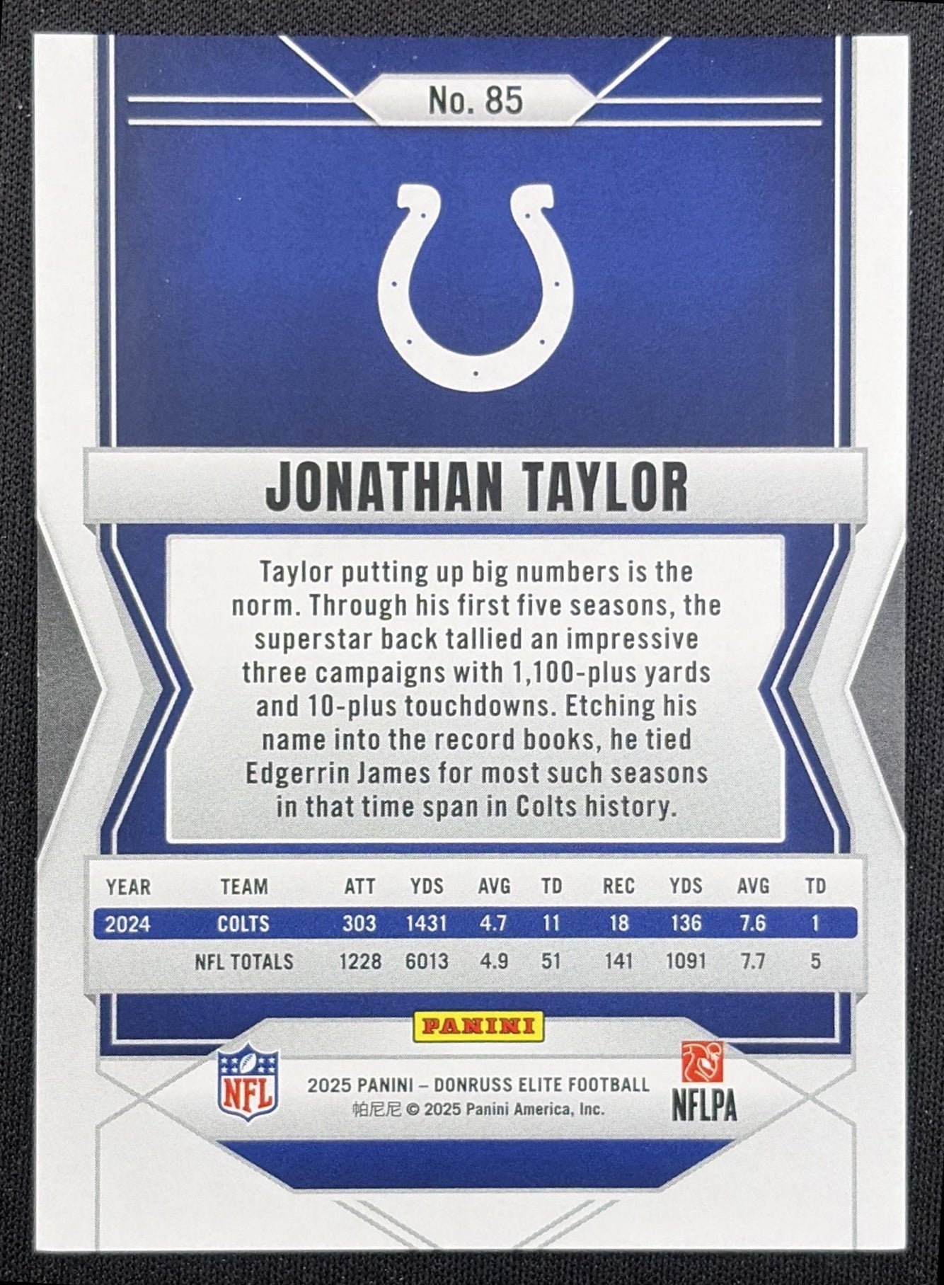Jonathan Taylor 2025 Panini Donruss Elite Red /99 Colts Indianapolis Colts back