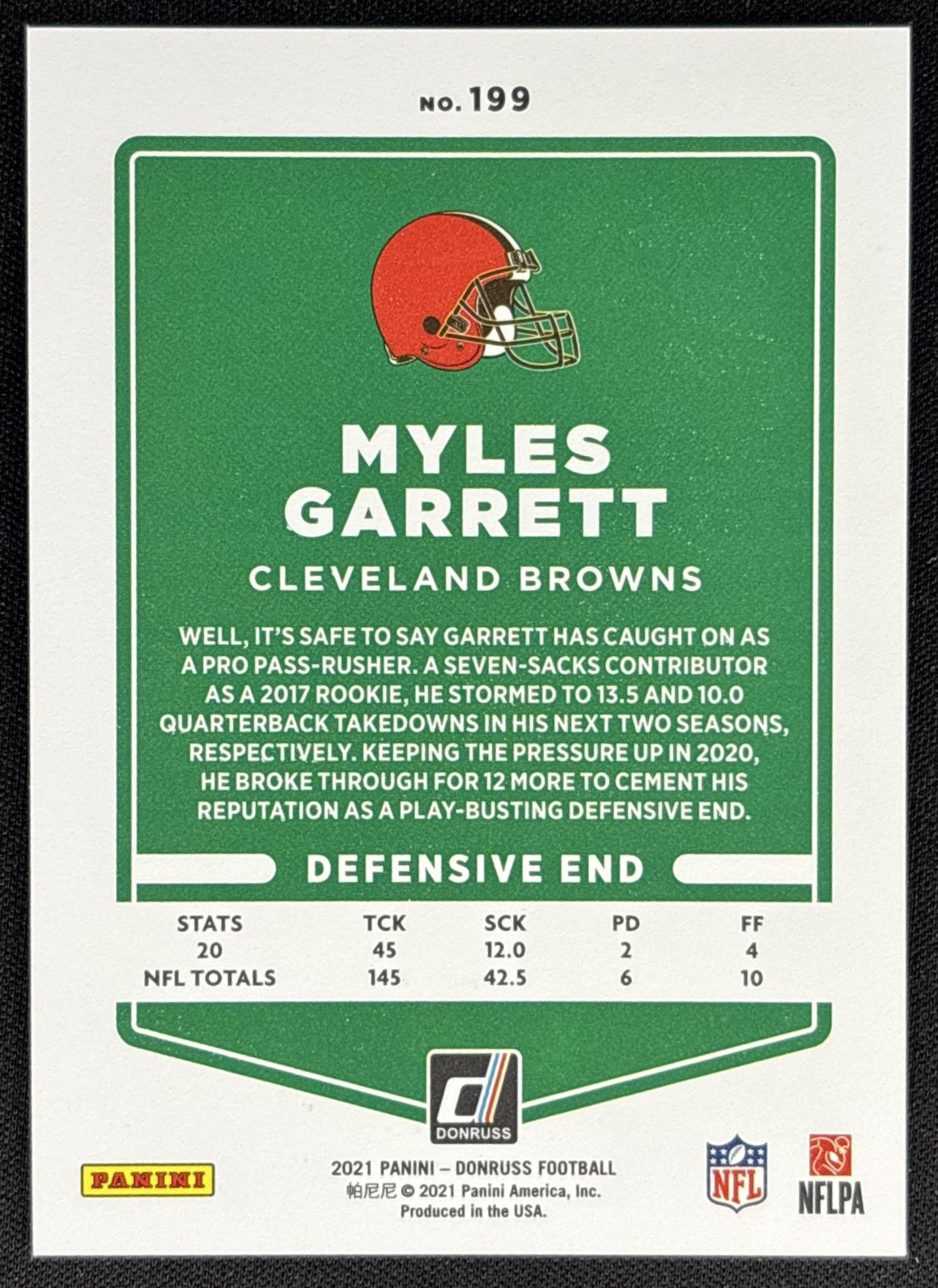 Myles Garrett 2021 Panini Donruss Press Proof Premium Browns