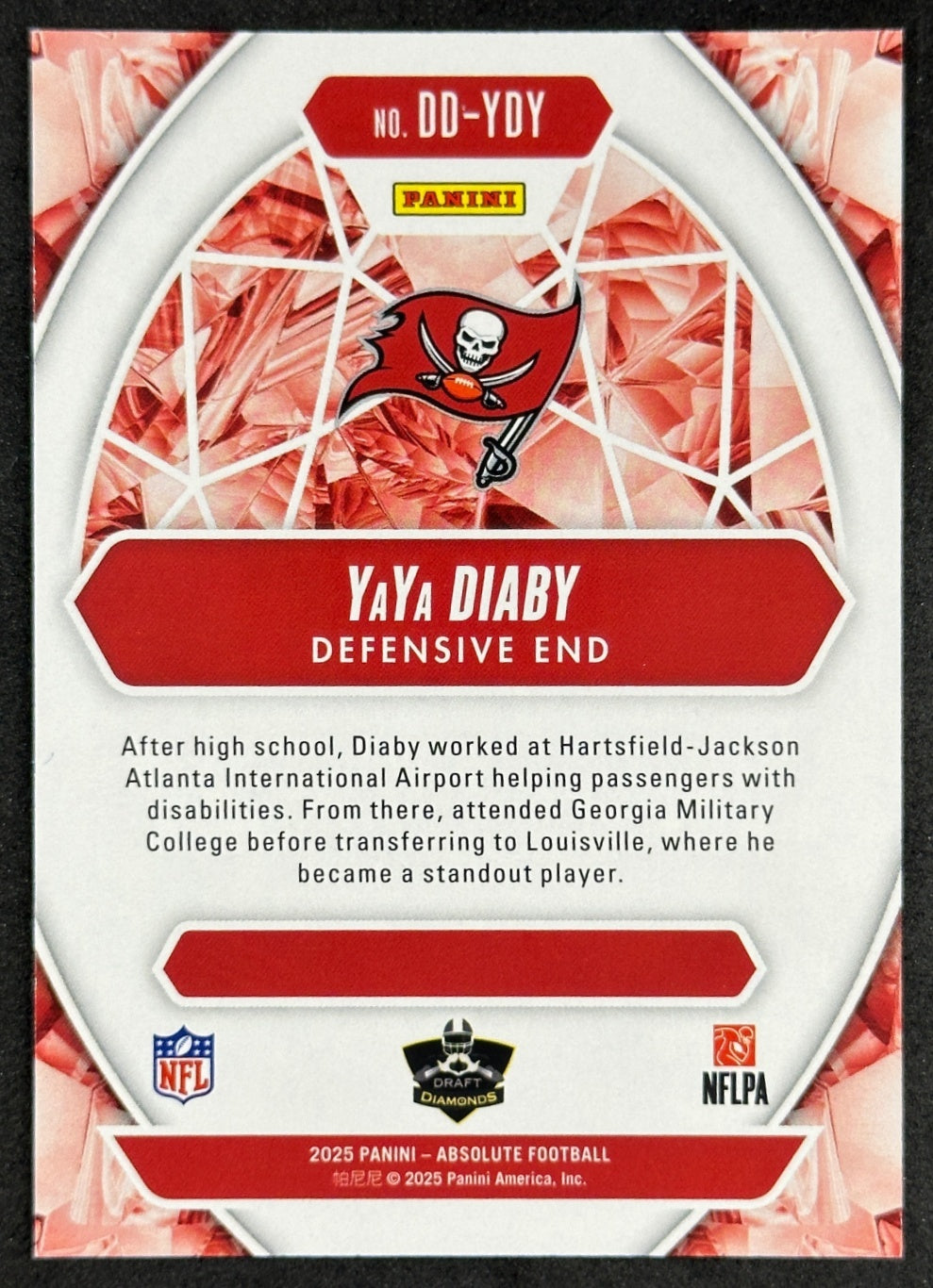 YaYa Diaby 2025 Absolute Draft Diamonds Buccaneers Sports Trading Card
