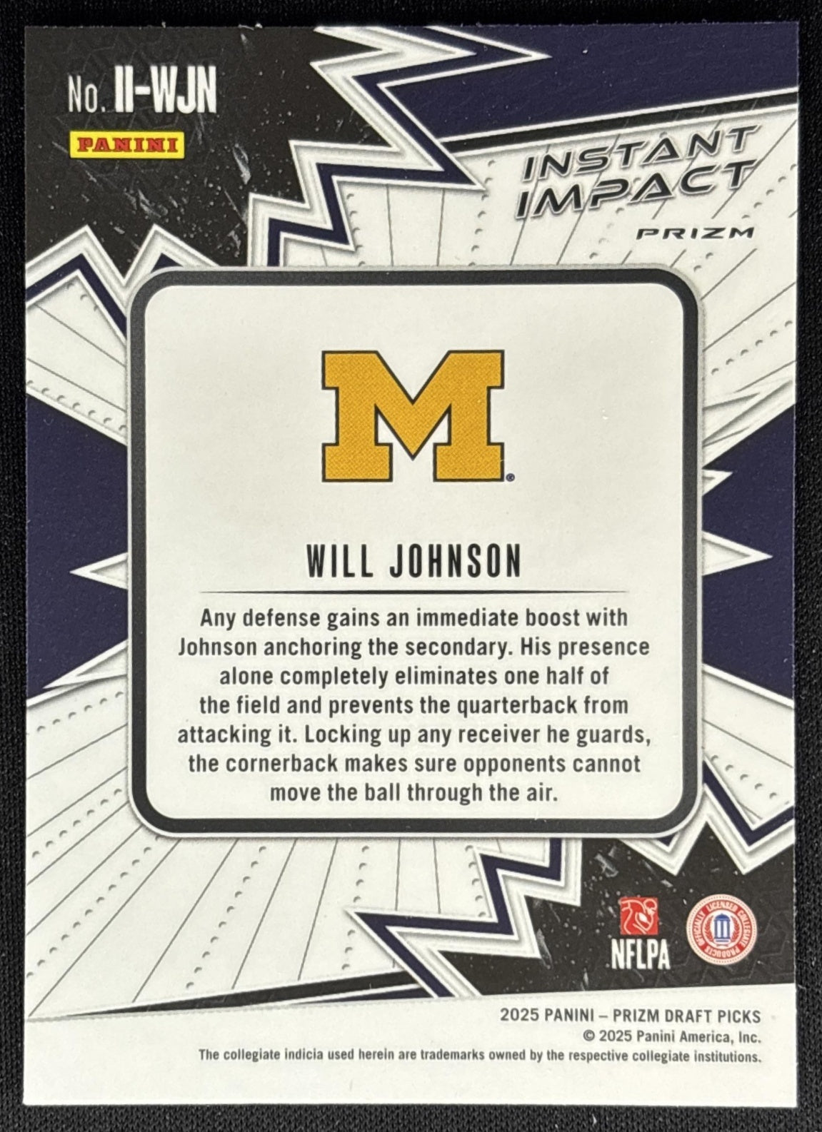 Will Johnson 2025 Panini Prizm Draft Picks Instant Impact Red Ice Wolverines Cardinals Sports Trading Cards