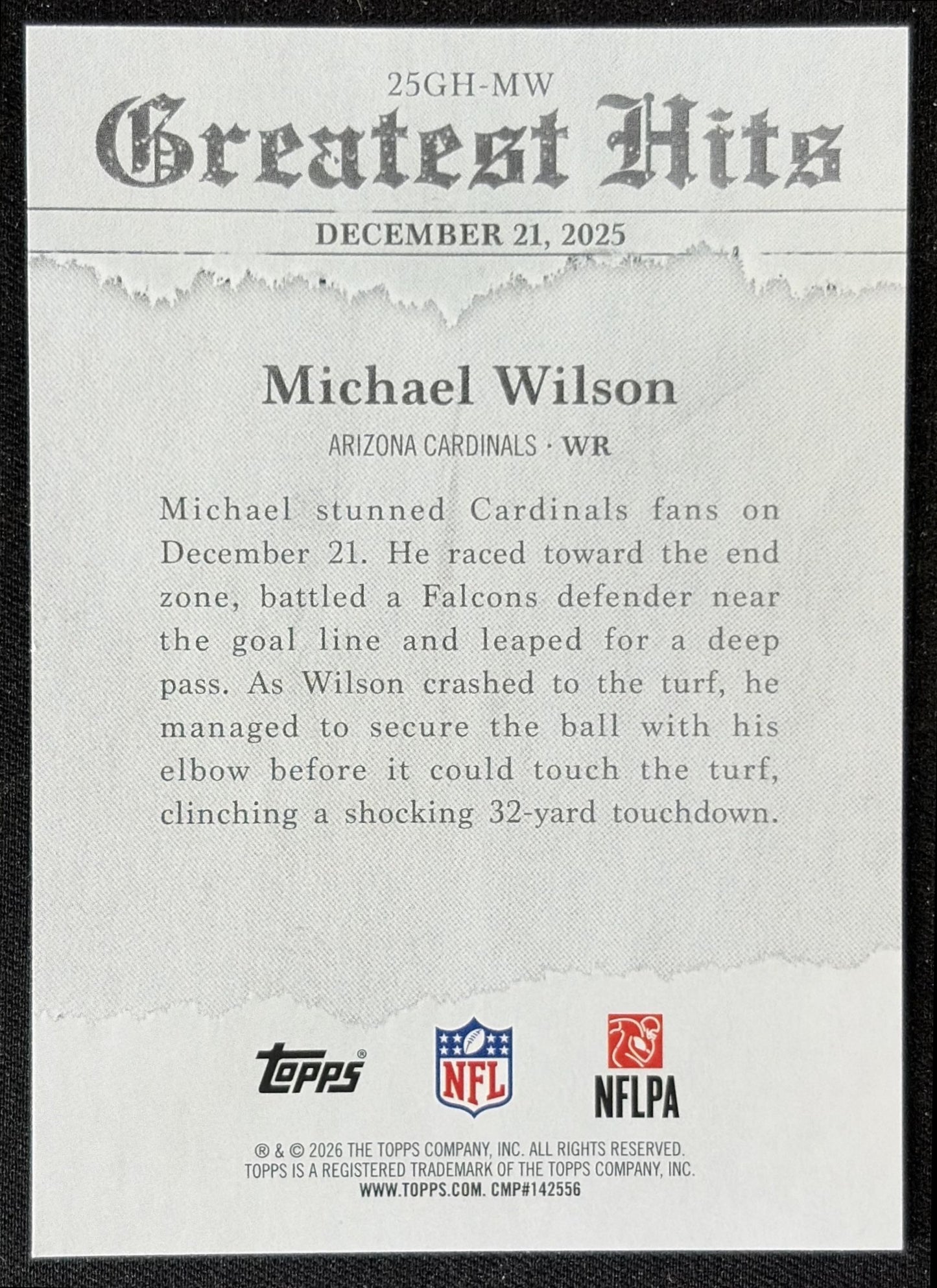 Michael Wilson 2026 Topps 2025 Greatest Hits Cardinals back