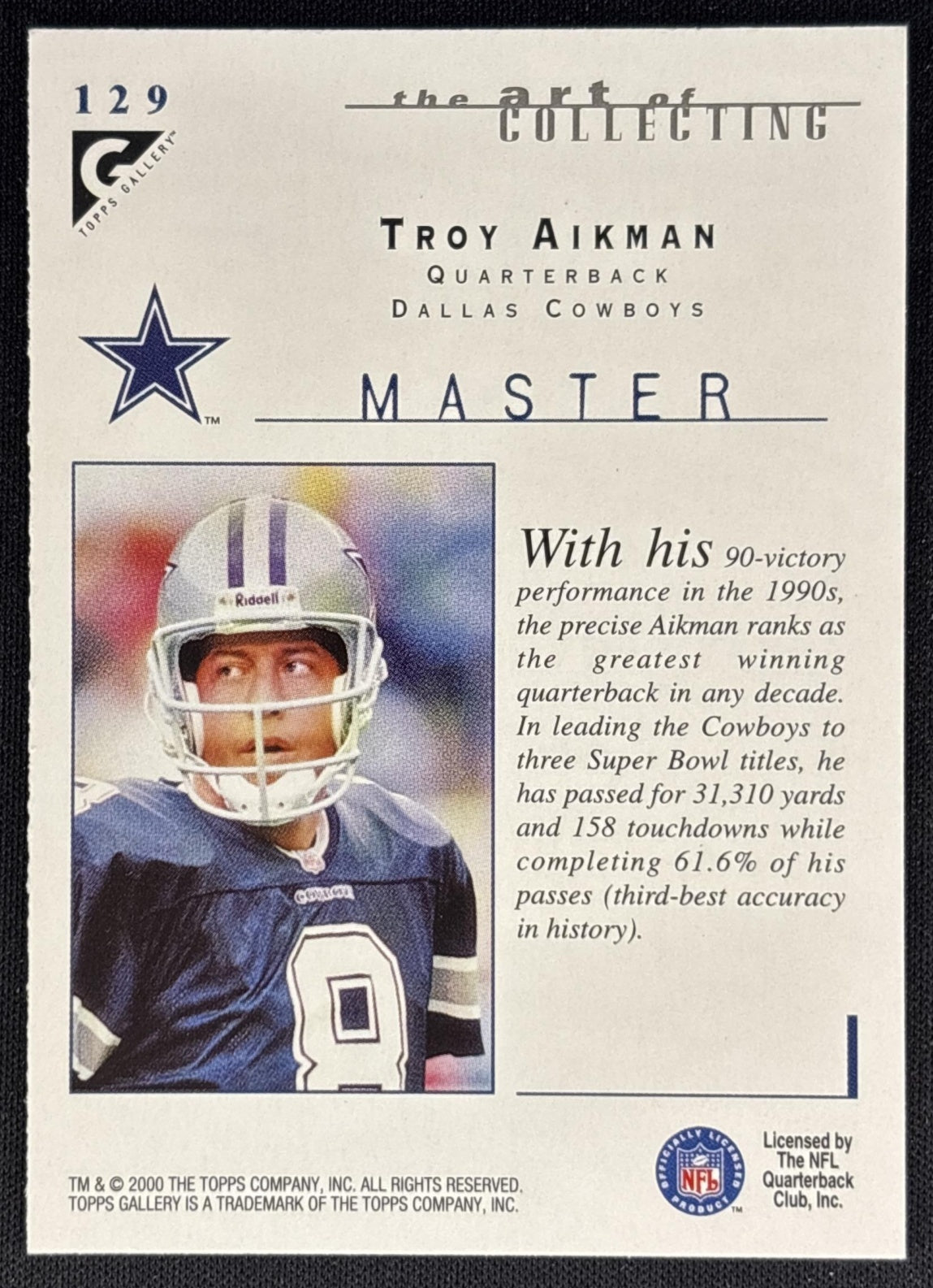 Troy Aikman 2000 Topps Gallery Cowboys Sports Trading Cards