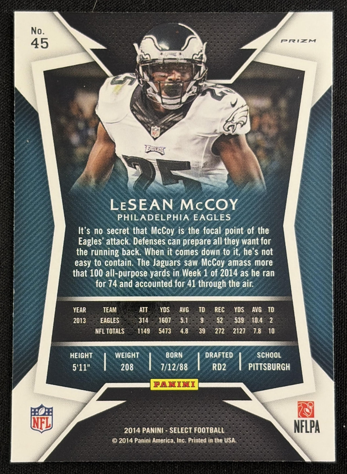 LeSean McCoy 2014 Panini Select Silver Prizm Eagles