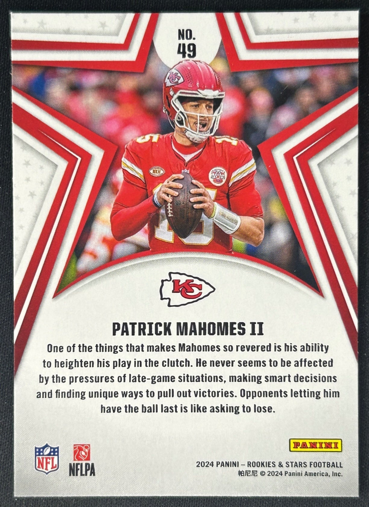 Patrick Mahomes II 2024 Rookies & Stars Red Chiefs Sports Trading Card