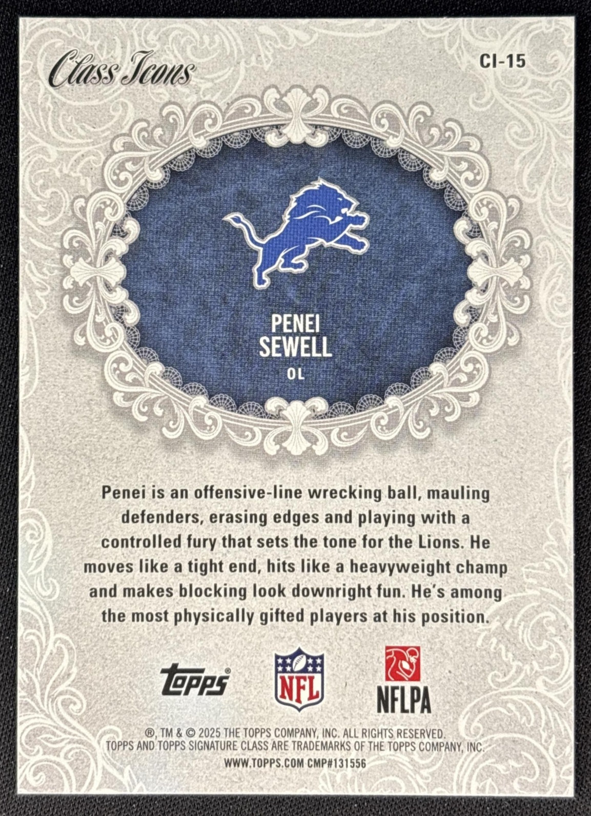 Penei Sewell 2025 Topps Signature Class Icons Lions Sports Trading Cards