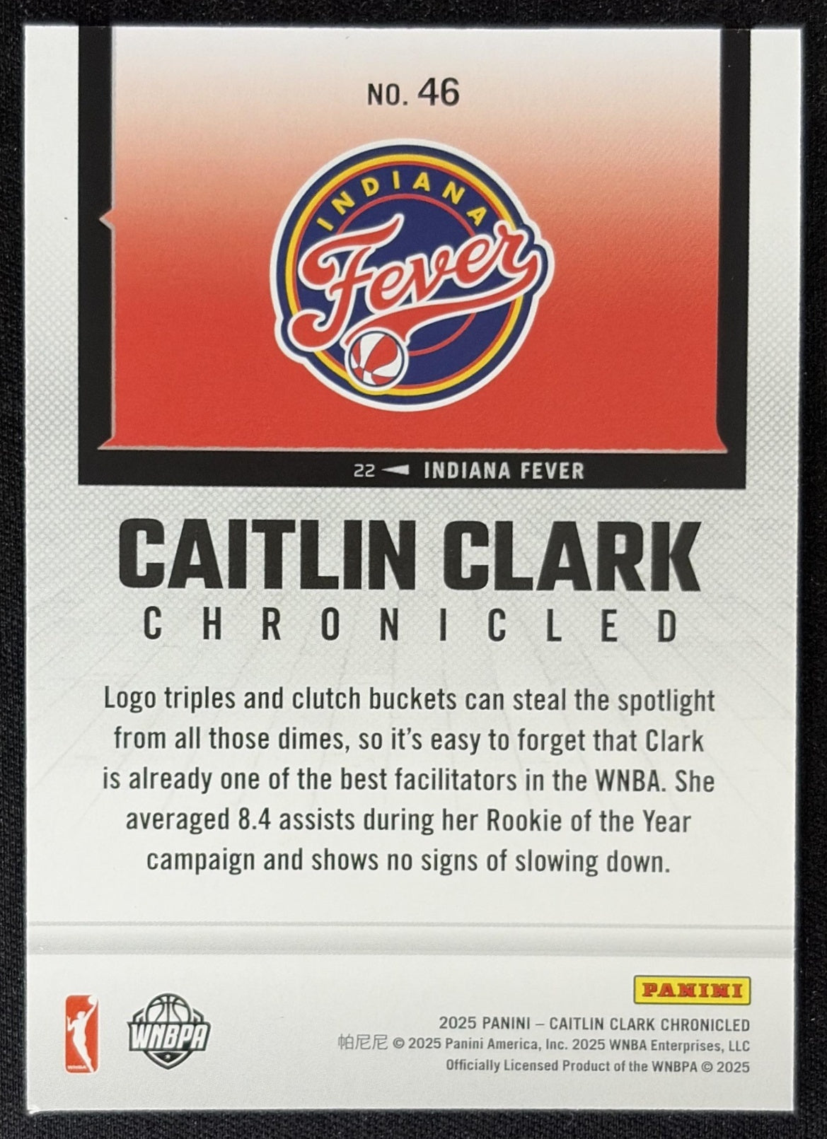 Caitlin Clark 2025 Panini Chronicled WNBA Red Cracked Ice Fever 46