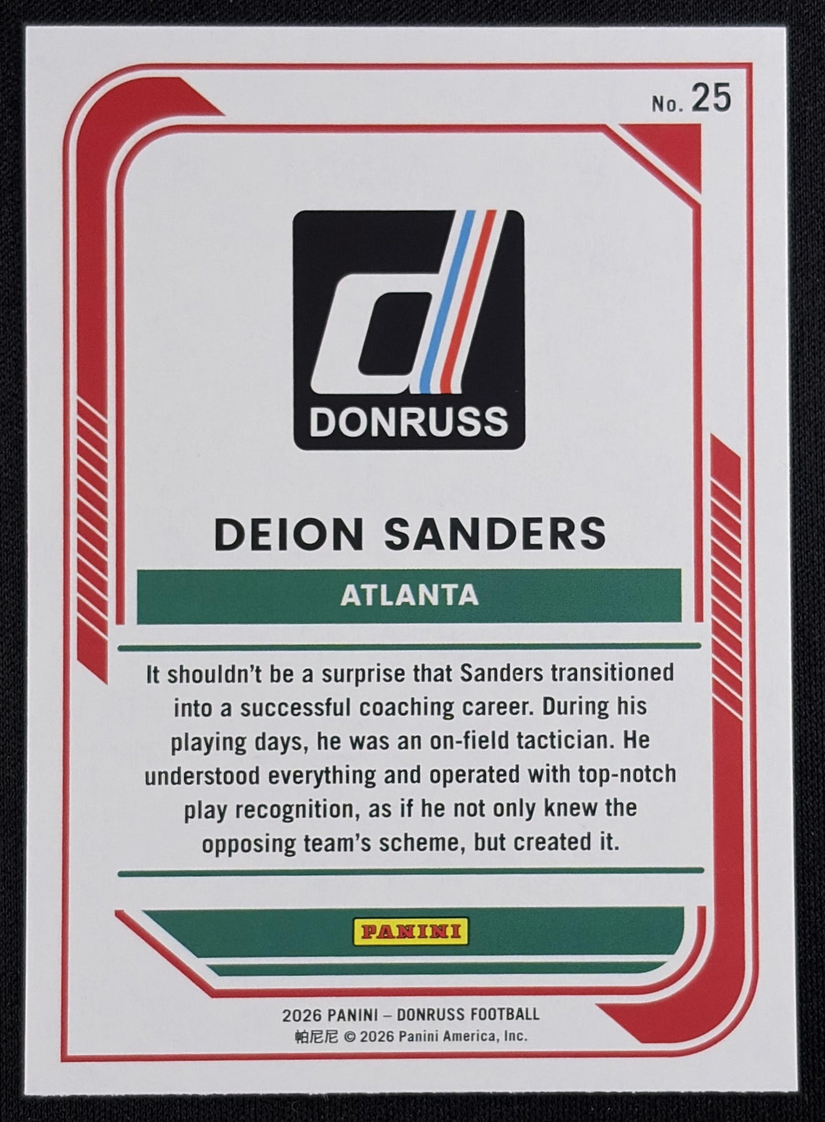 Deion Sanders 2026 Panini Donruss Holo Falcons