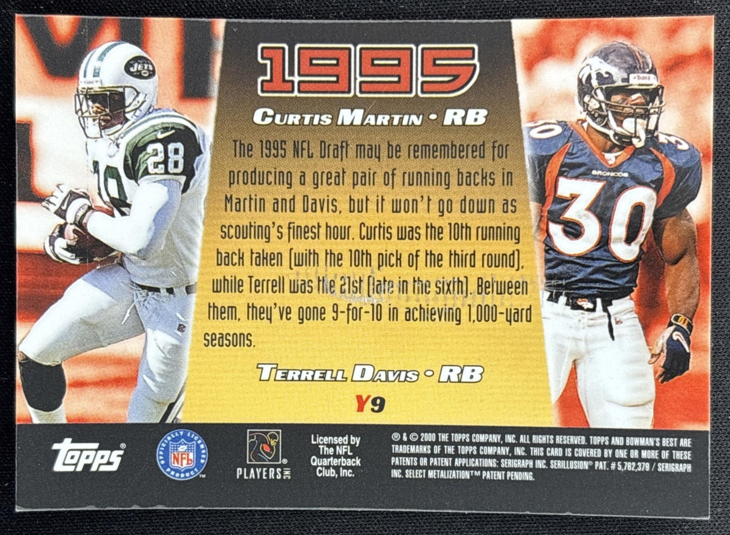 Curtis Martin Terrell Davis 2000 Bowman's Best Year by Back