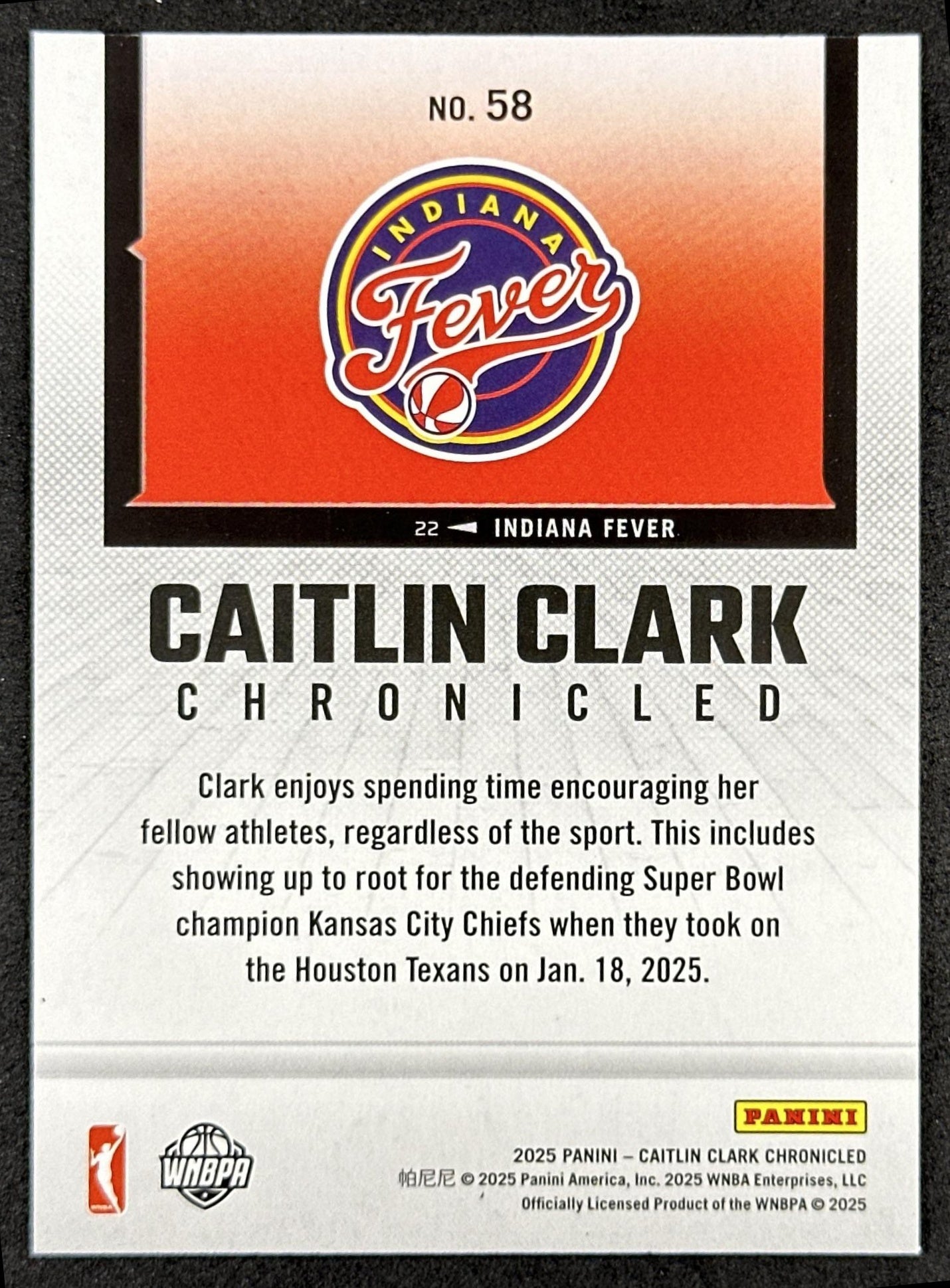 Caitlin Clark 2025 Panini Chronicled Life Style Red Cracked Ice Fever Indiana Fever