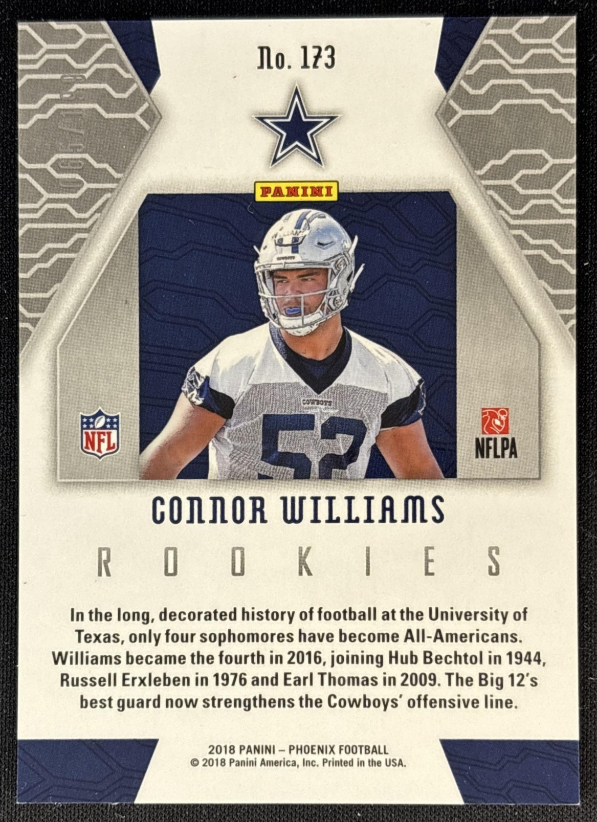 Connor Williams 2018 Panini Phoenix Pink /199 Cowboys Sports Trading Cards