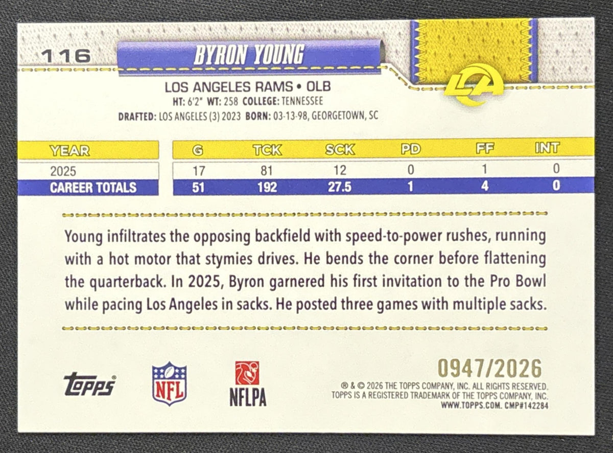 Byron Young 2026 Topps Gold /2026 Rams
