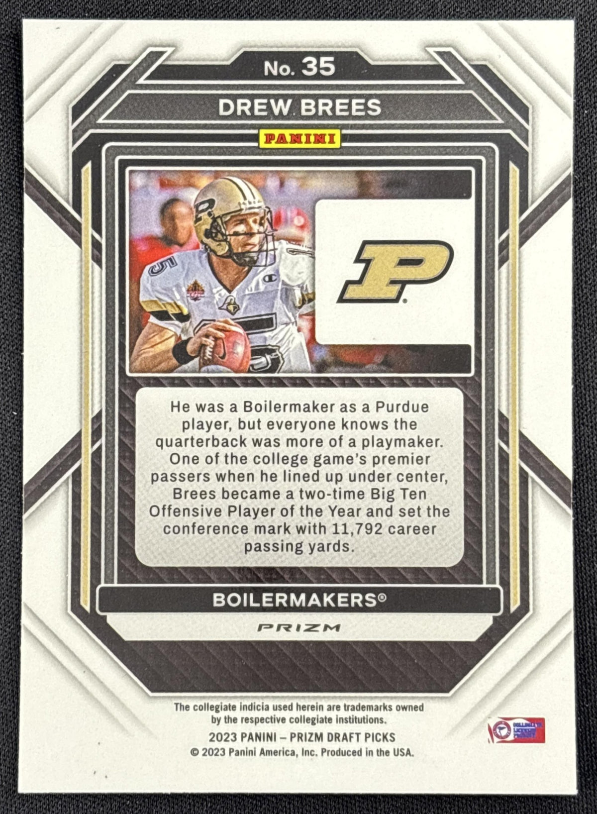 Drew Brees 2023 Panini Prizm Draft Picks Prizms Green Boilermakers