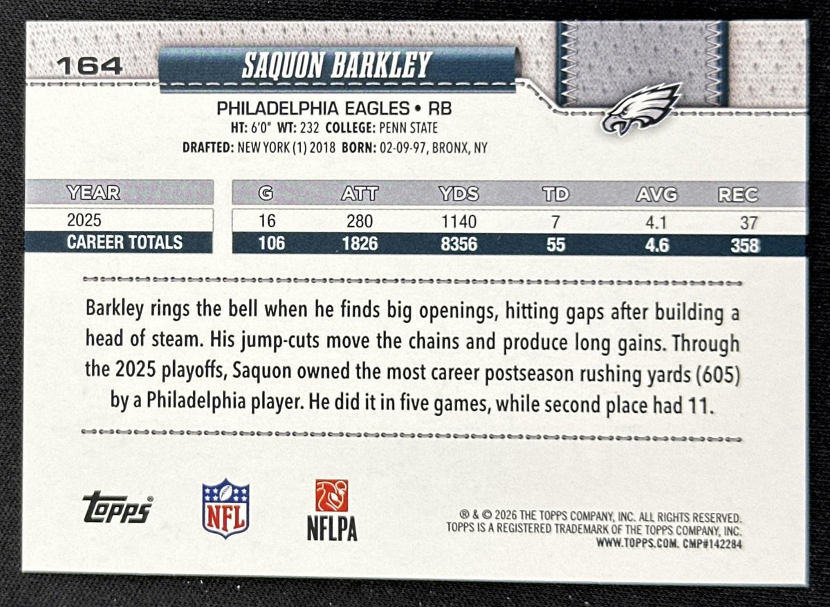 Saquon Barkley 2026 Topps Flagship Fanatics Foil Eagles