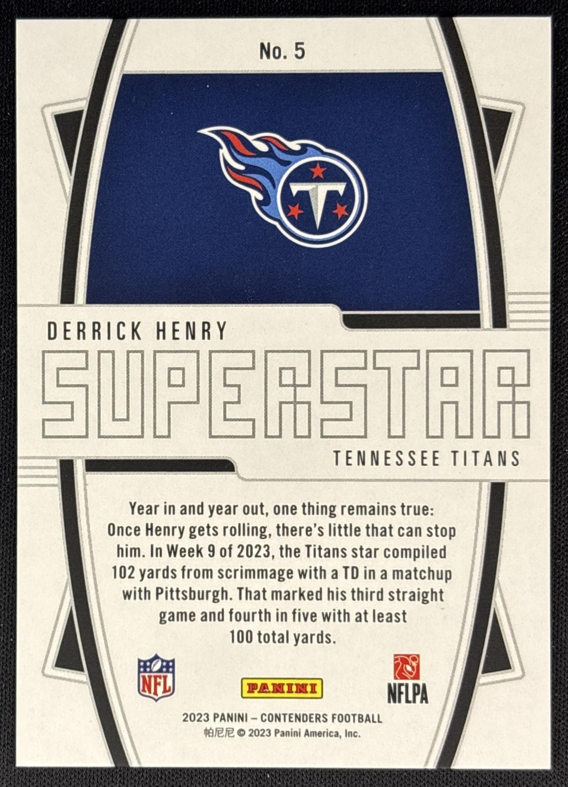 Derrick Henry 2023 Panini Contenders Superstar Die Cuts Titans back