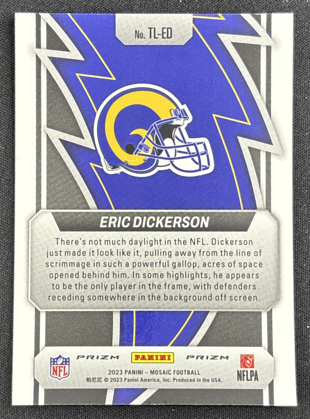 Eric Dickerson 2023 Panini Mosaic Thunder Lane Mosaic Green Rams