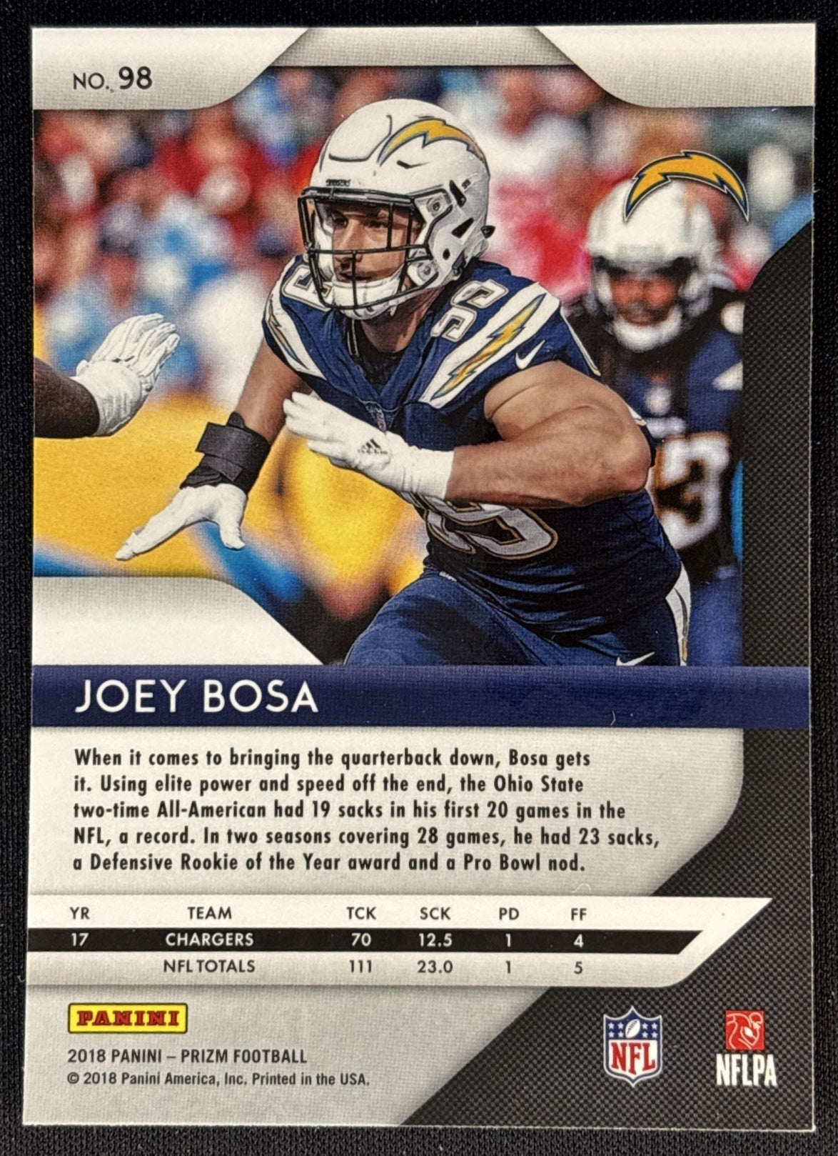 Joey Bosa 2018 Panini Prizm Chargers Sports Trading Cards