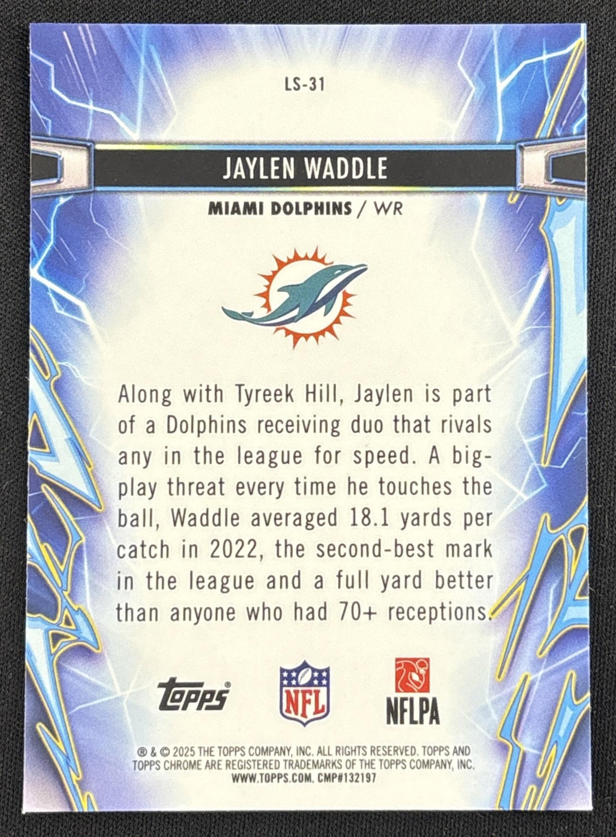 Jaylen Waddle 2025 Topps Cosmic Chrome Light Speed Dolphins
