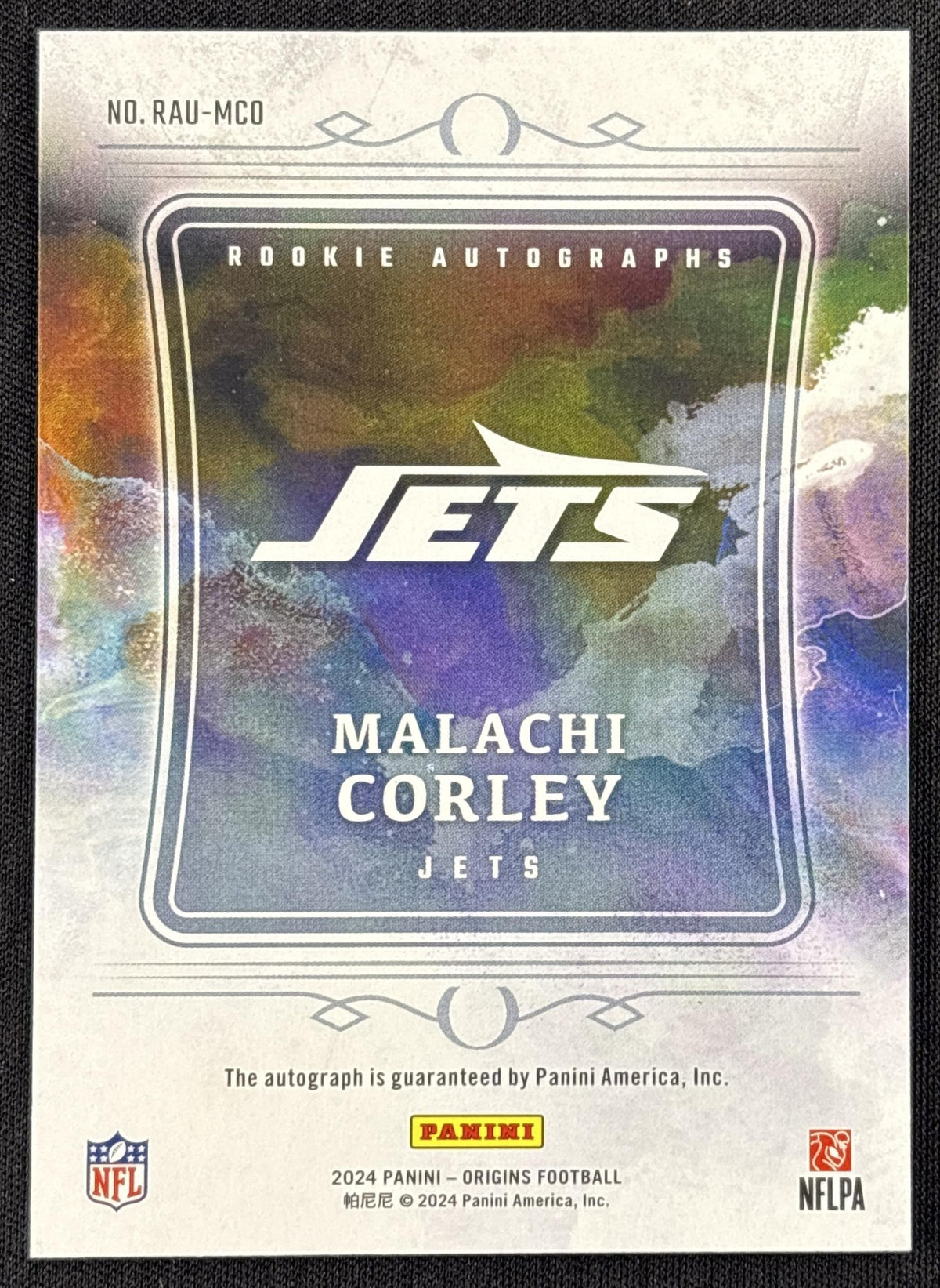 Malachi Corley 2024 Panini Origins Rookie Auto New York Jets