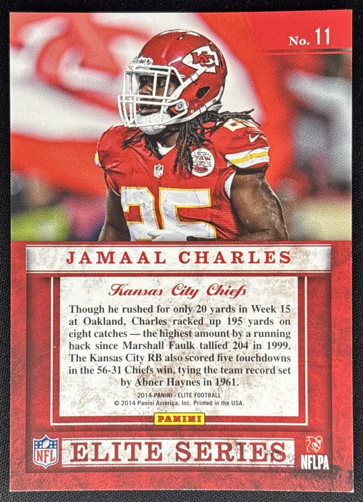 Jamaal Charles 2014 Panini Elite Series Silver Chiefs Sports Trading Cards