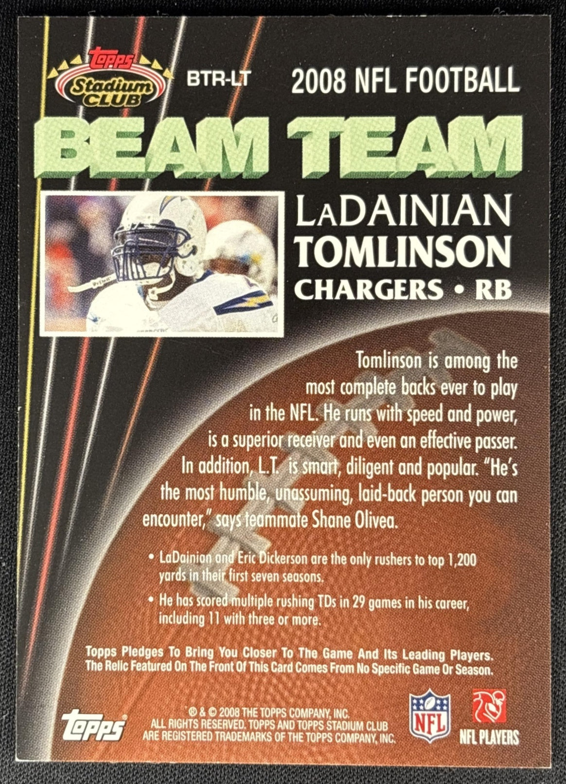 LaDainian Tomlinson 2008 Topps Stadium Club Beam Team Jerseys Retail