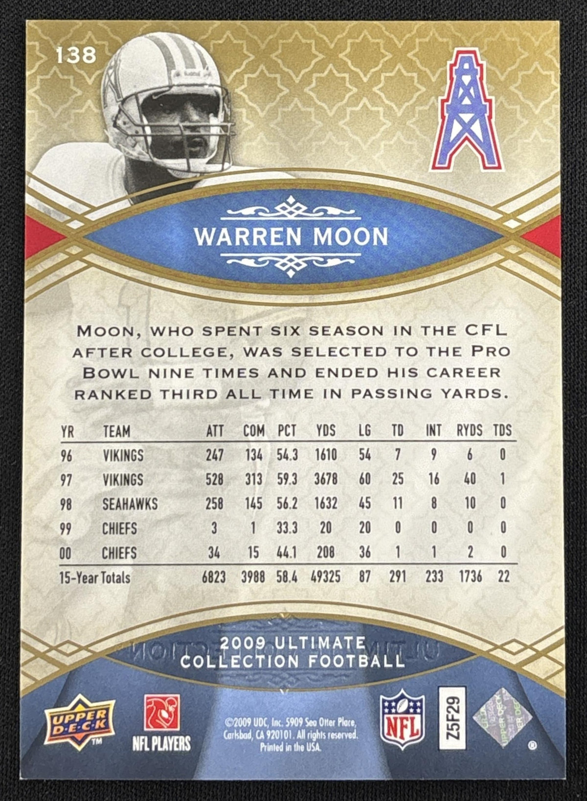 Warren Moon 2009 Upper Deck Ultimate Collection /375 Titans