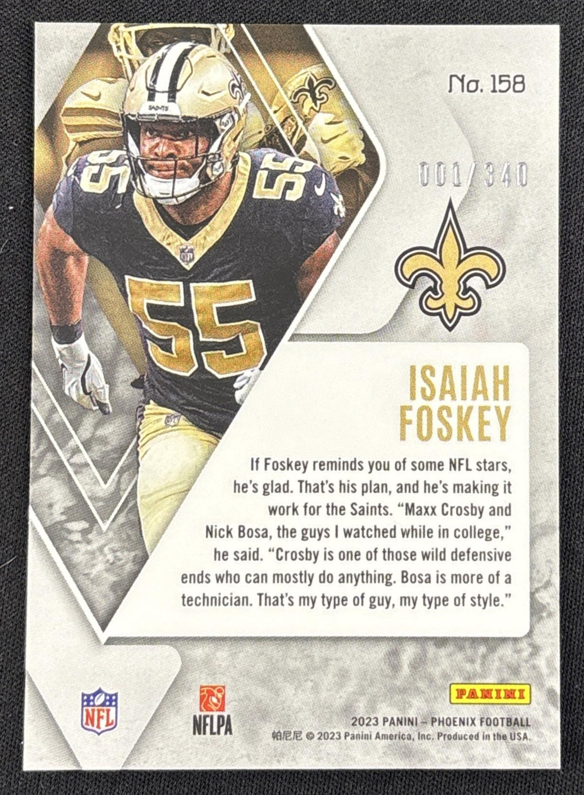 Isaiah Foskey 2023 Panini Phoenix Fire Burst /340 Saints