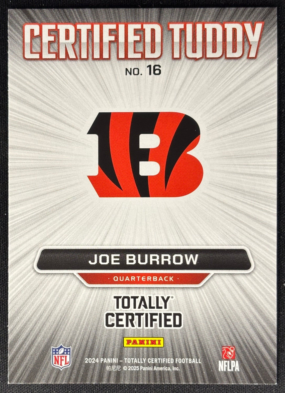 Joe Burrow 2024 Totally Certified Tuddy Bengals