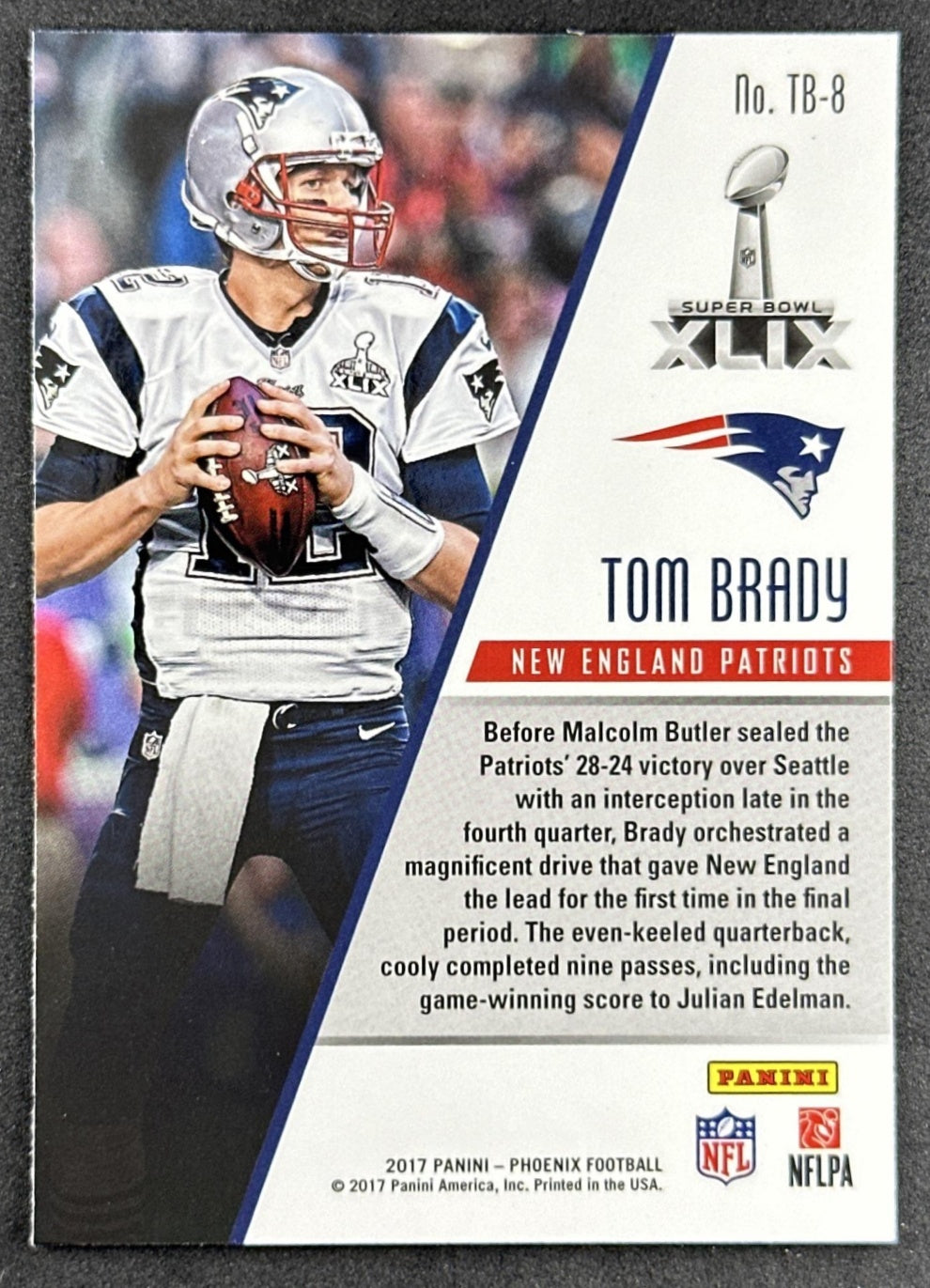 Tom Brady 2017 Panini Phoenix Triumphant Patriots back