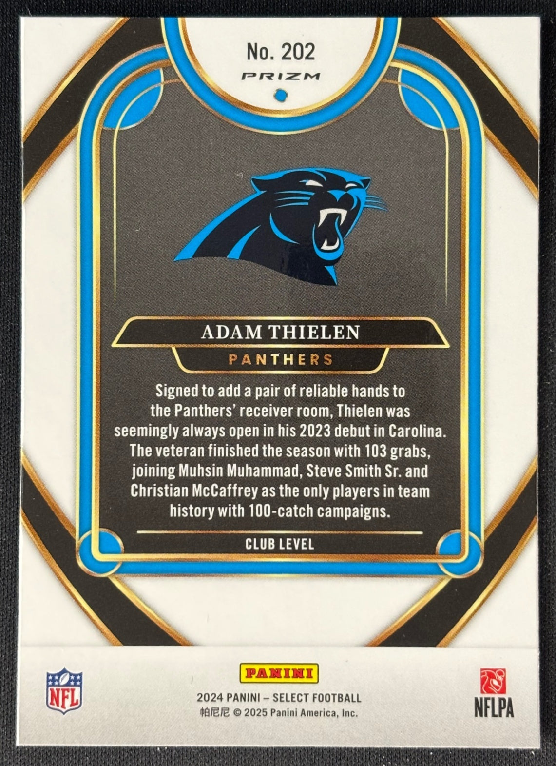 Adam Thielen 2024 Select Club Cosmic Panthers sports trading card
