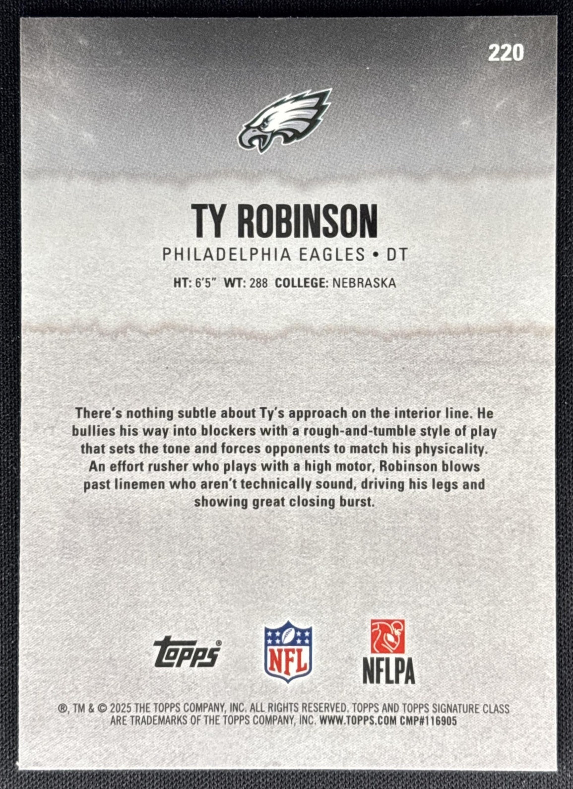 Ty Robinson 2025 Topps Signature Class Chrome Rookie Eagles Sports Trading Cards