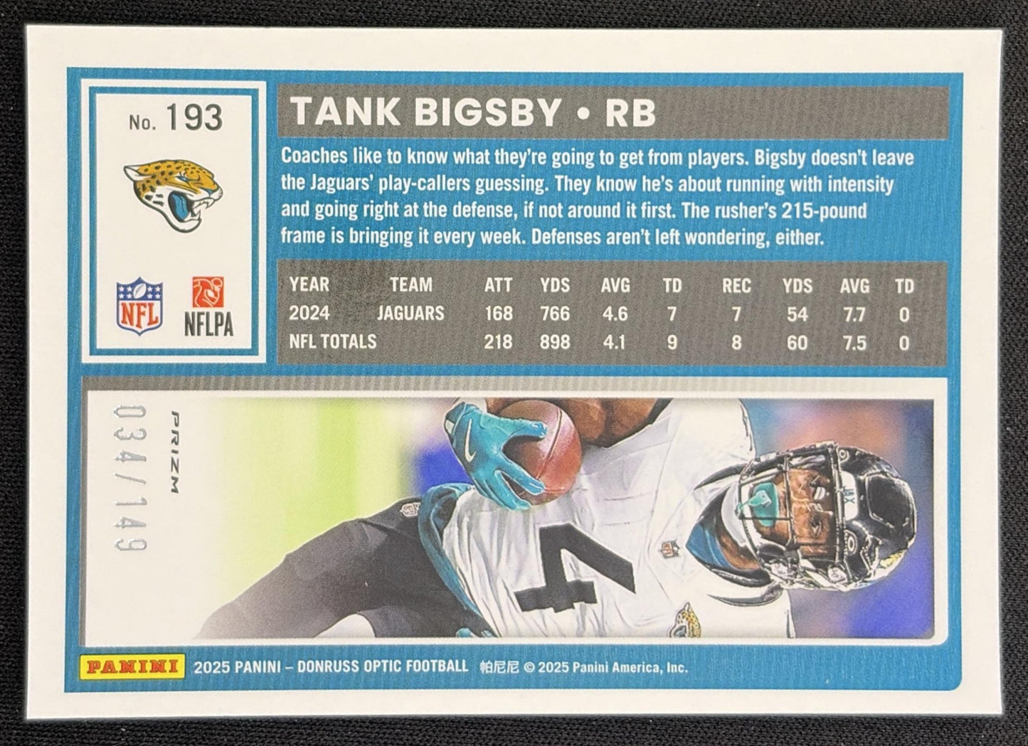 Tank Bigsby 2025 Panini Donruss Optic Red Prizm /149 Jaguars