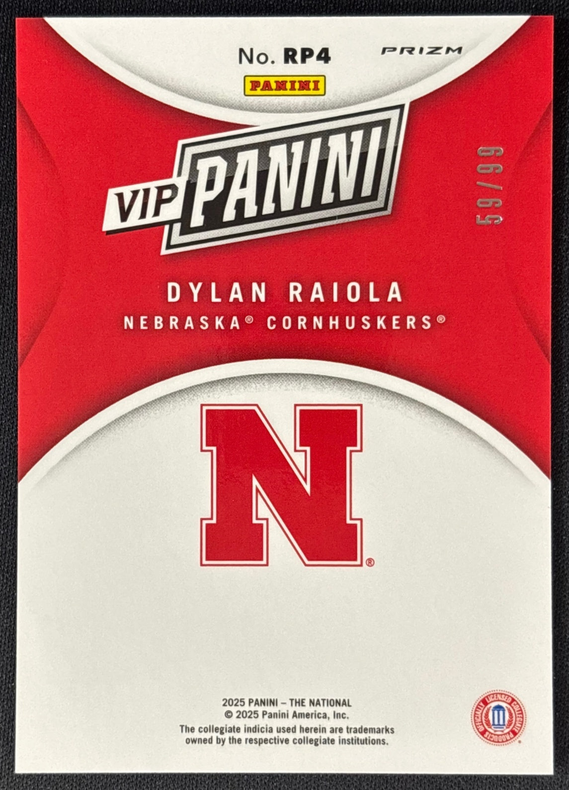 Dylan Raiola 2025 NSCC VIP Gold Packs Red Sparkle /99