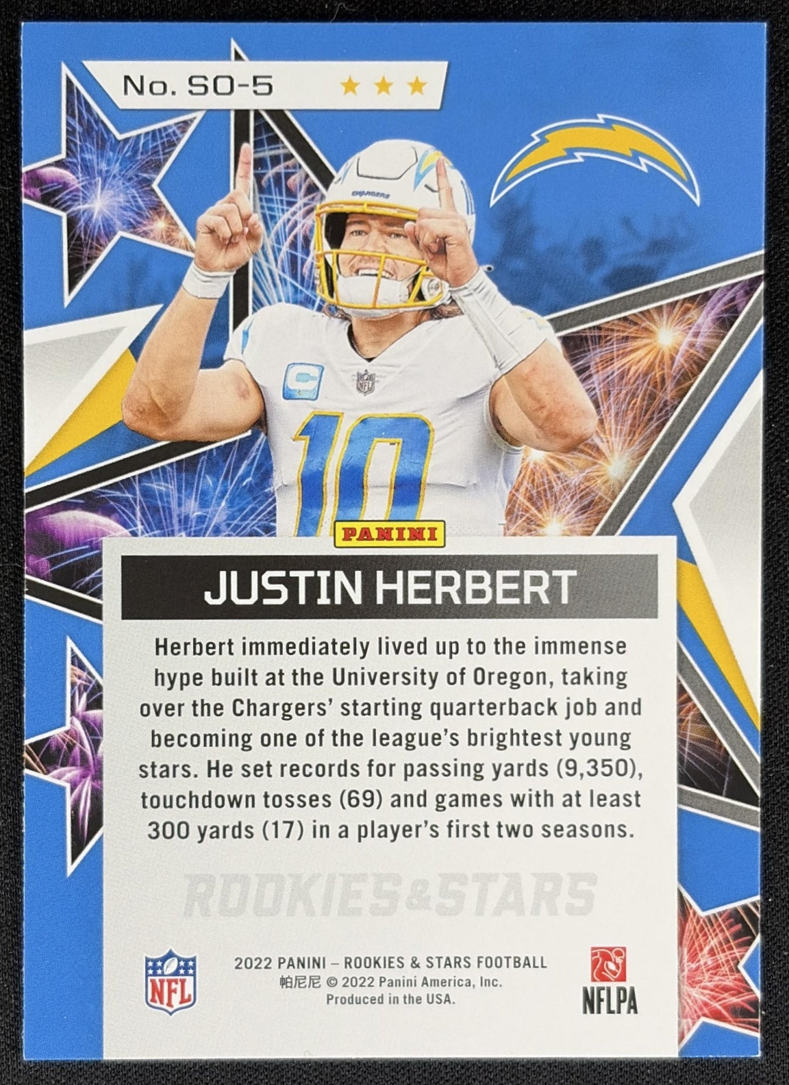 Justin Herbert 2022 Panini Rookies & Stars Standing Ovation Chargers