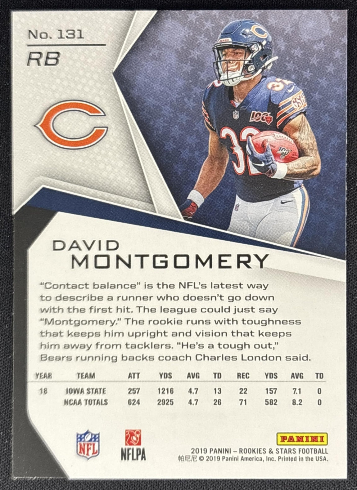 David Montgomery 2019 Panini Rookies & Stars Bears Back