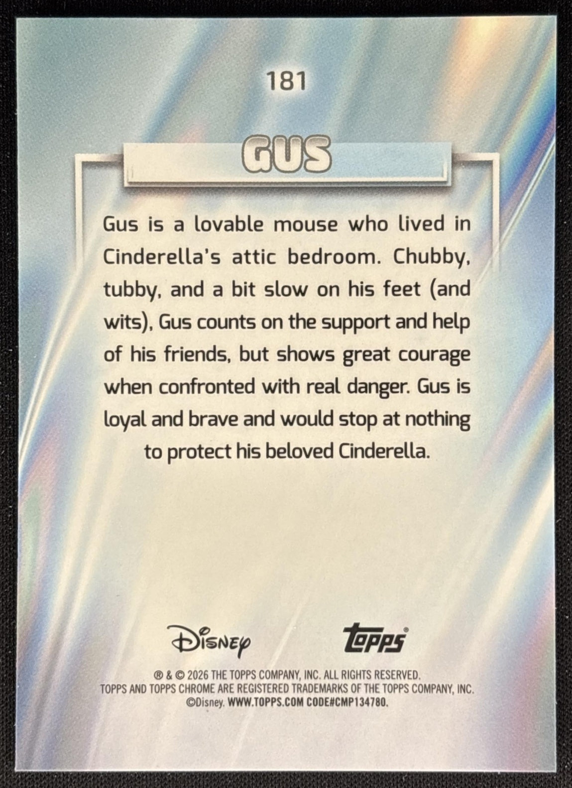 Gus 2026 Topps Chrome Disney Cinderella back