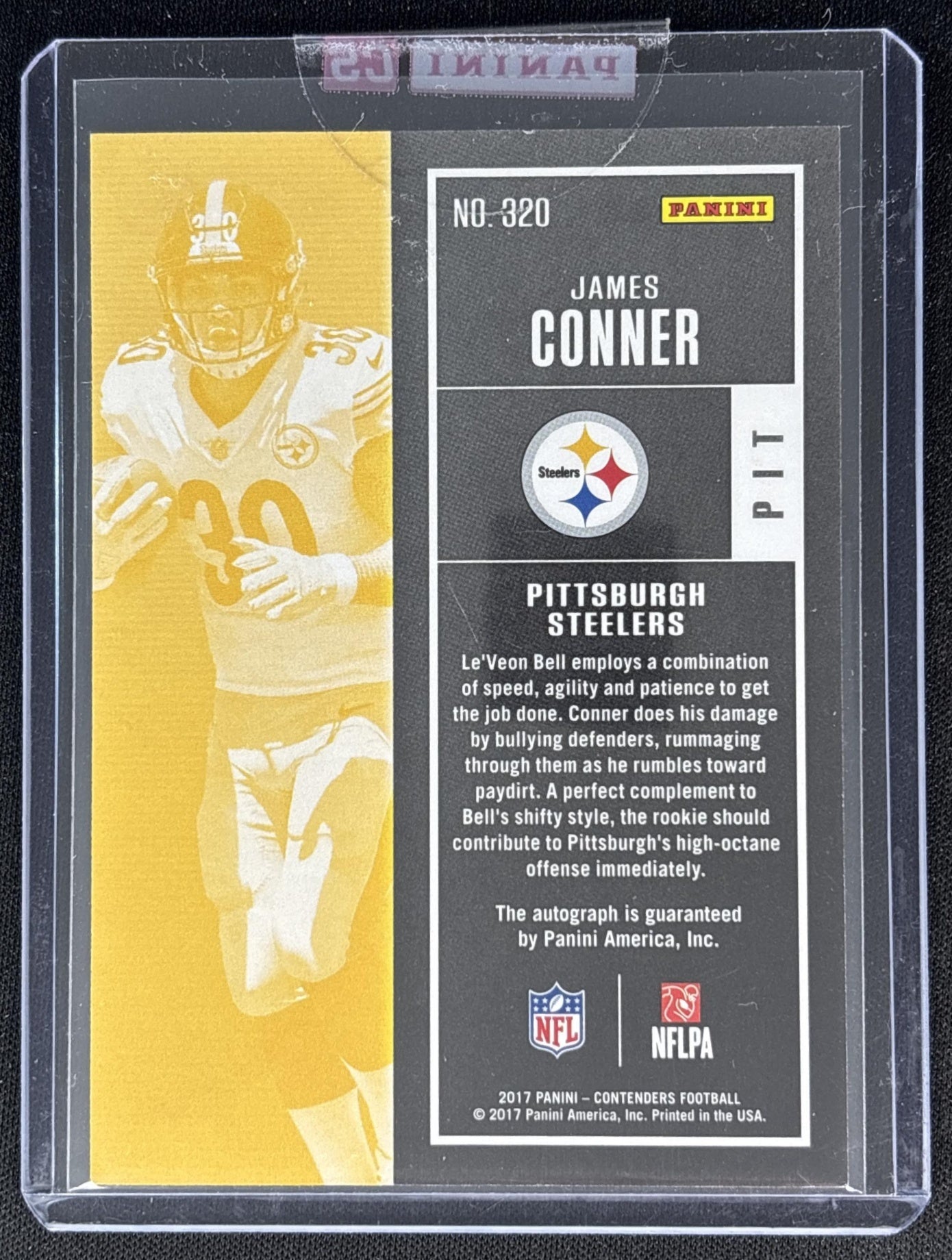 James Conner 2017 Panini Contenders Rookie Ticket Auto Steelers