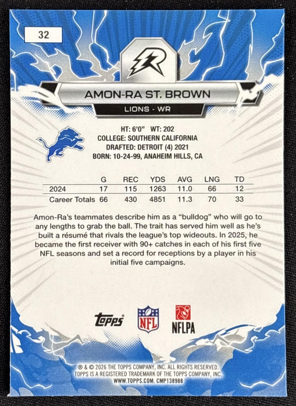 Amon-Ra St. Brown 2025 Topps Resurgence Lions