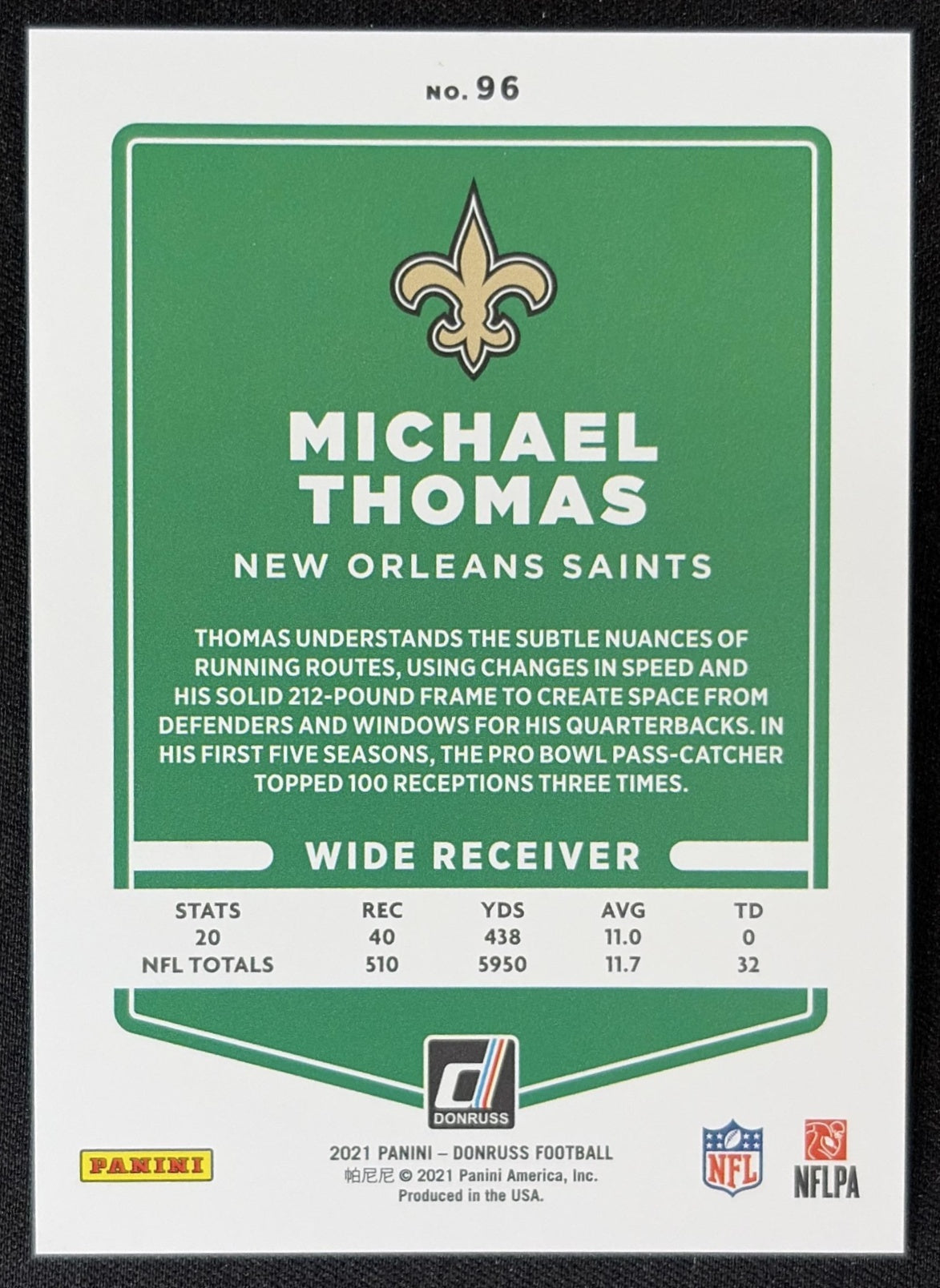 Michael Thomas 2021 Panini Donruss Press Proof Premium Saints - New Orleans Saints