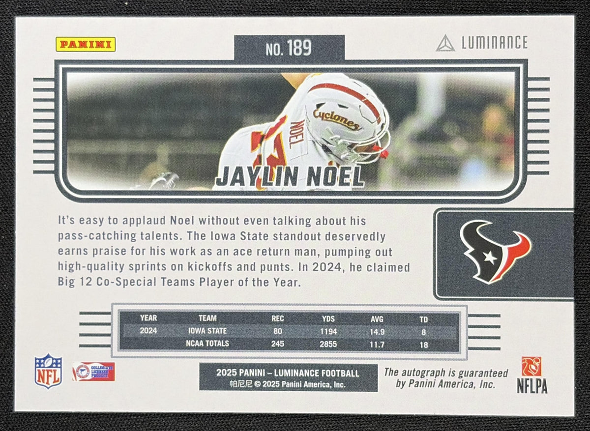 Jaylin Noel 2025 Panini Luminance Auto /700 Texans